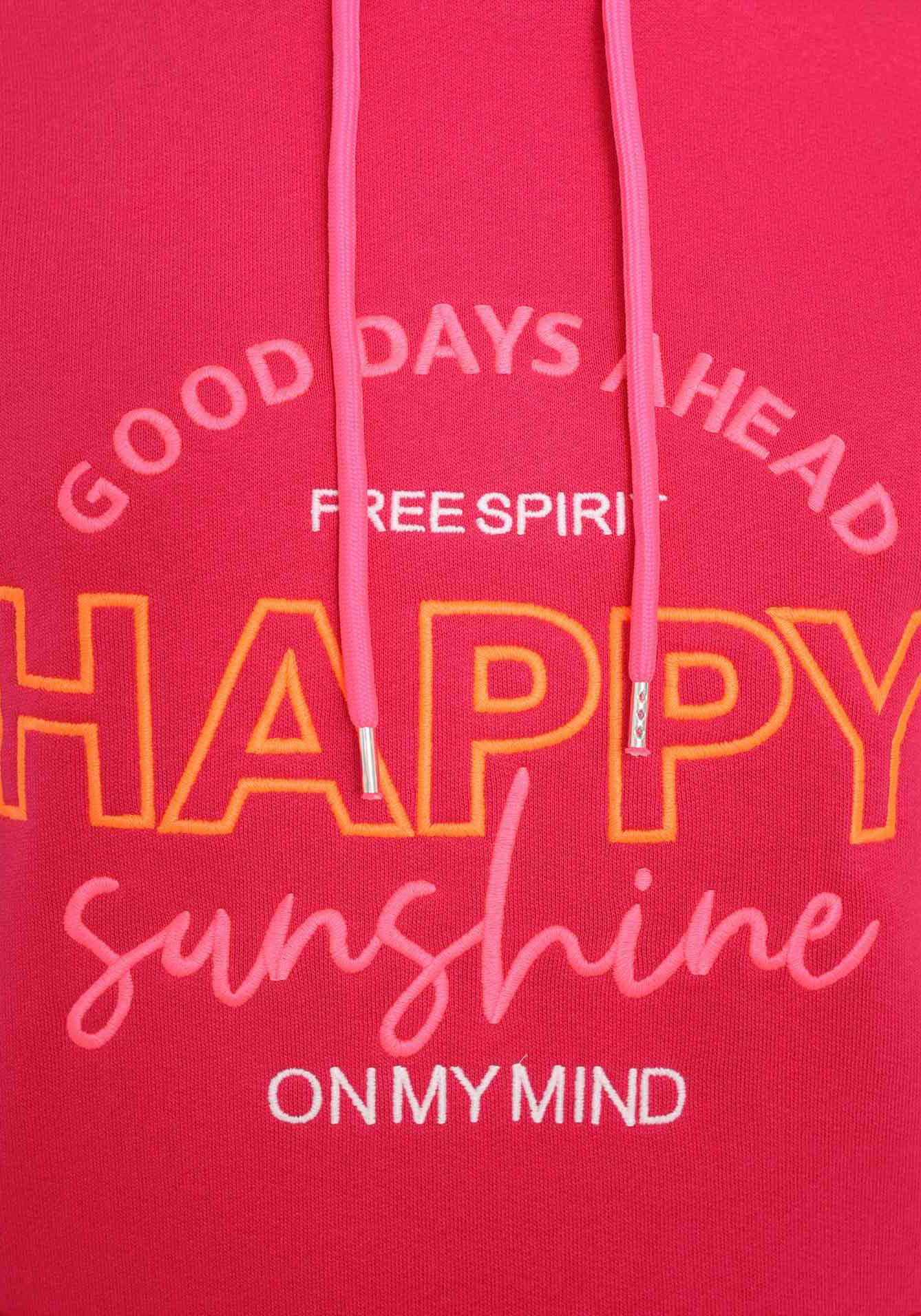Zwillingsherz Sweatshirt met "happy"-opdruk en "feel good"-opschrift op de capuchon
