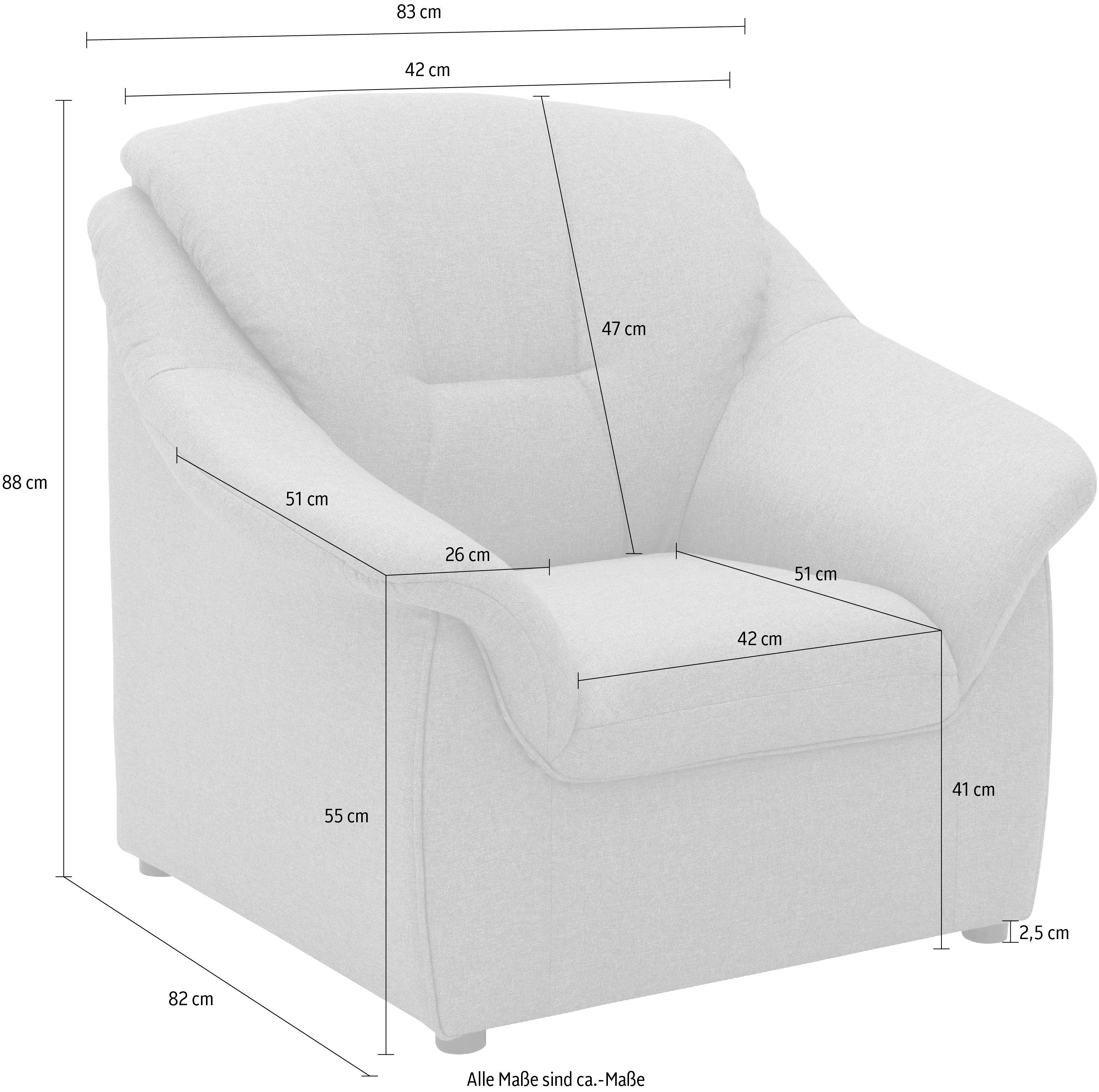 DOMO collection Fauteuil Faenza voor kleine ruimtes, tijdloos en elegant, compacte afmetingen