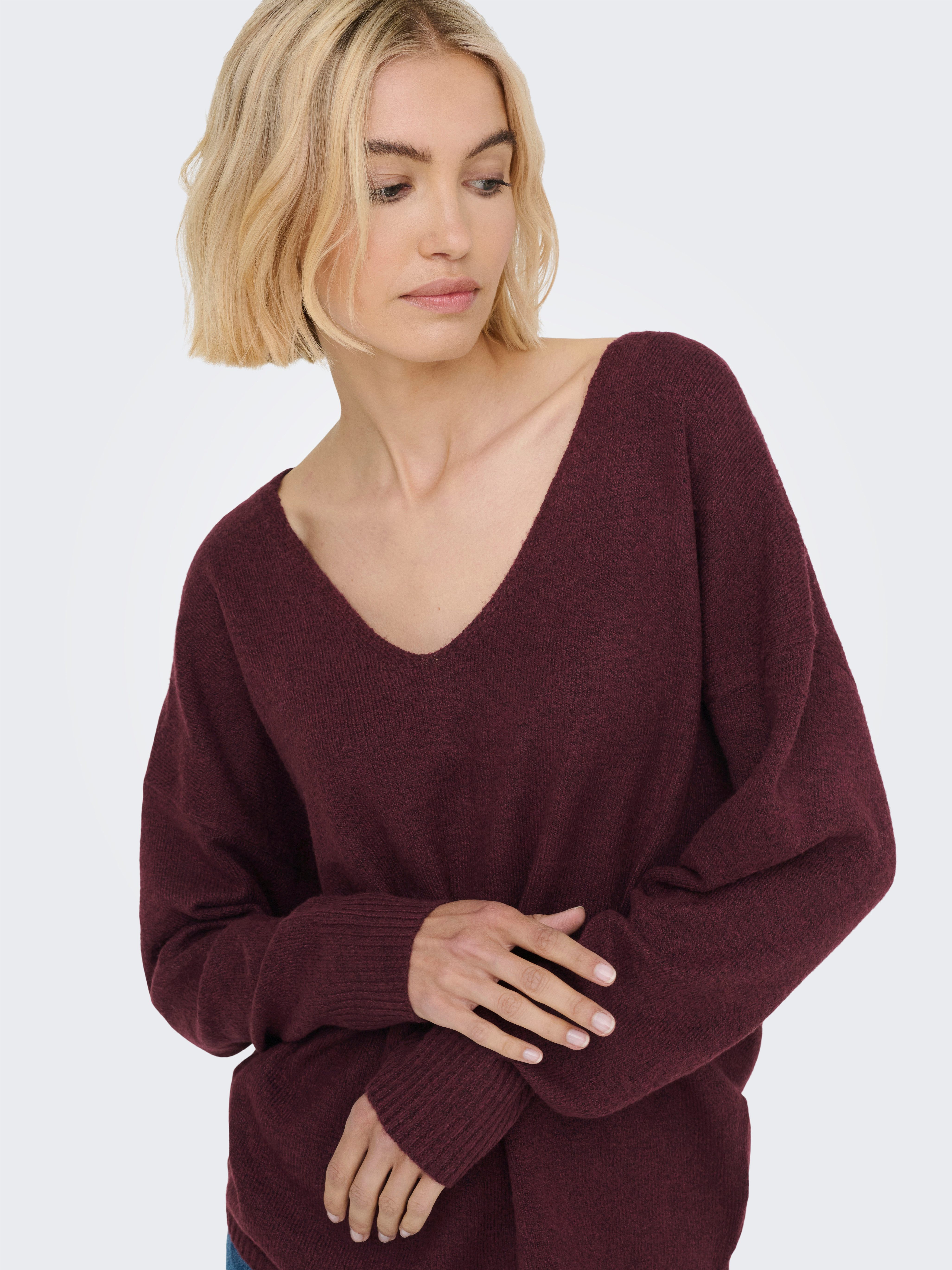 Only Trui met V-hals ONLRICA LIFE L/S V-NECK PULLO KNT NOOS