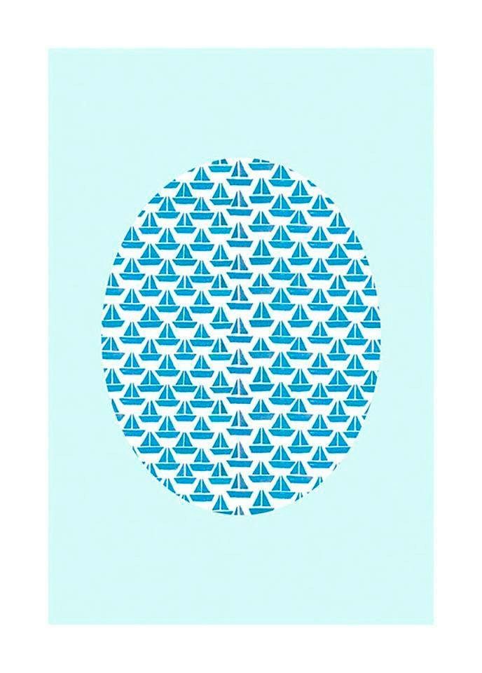 Komar Poster Shelly Patterns aqua Hoogte: 70 cm