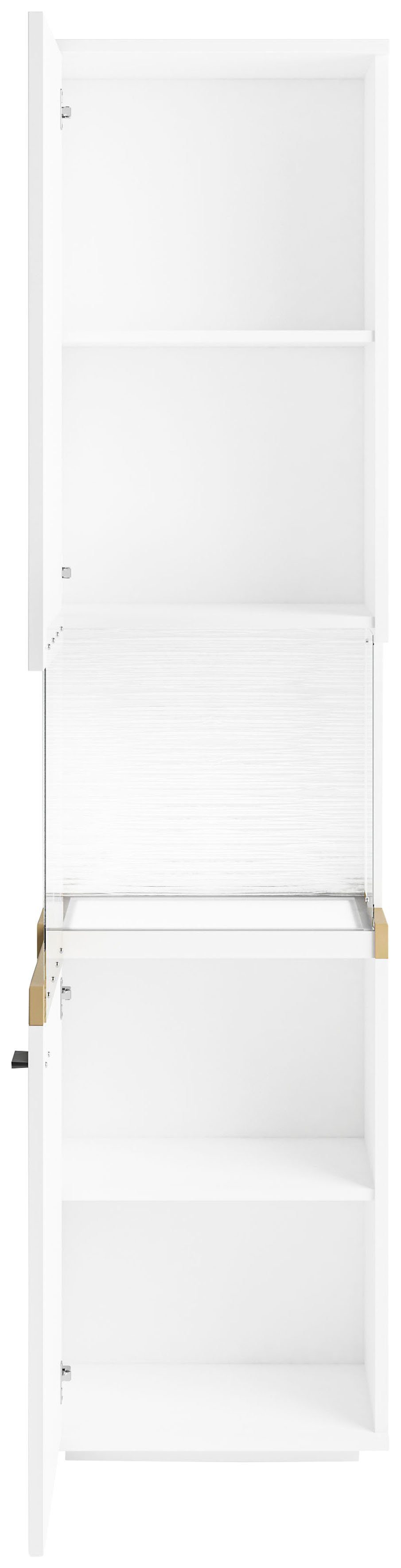 set one by Musterring Vitrinekast Lancaster Kleuren wit of grijs met eikenafwerking, met LED-verlichting
