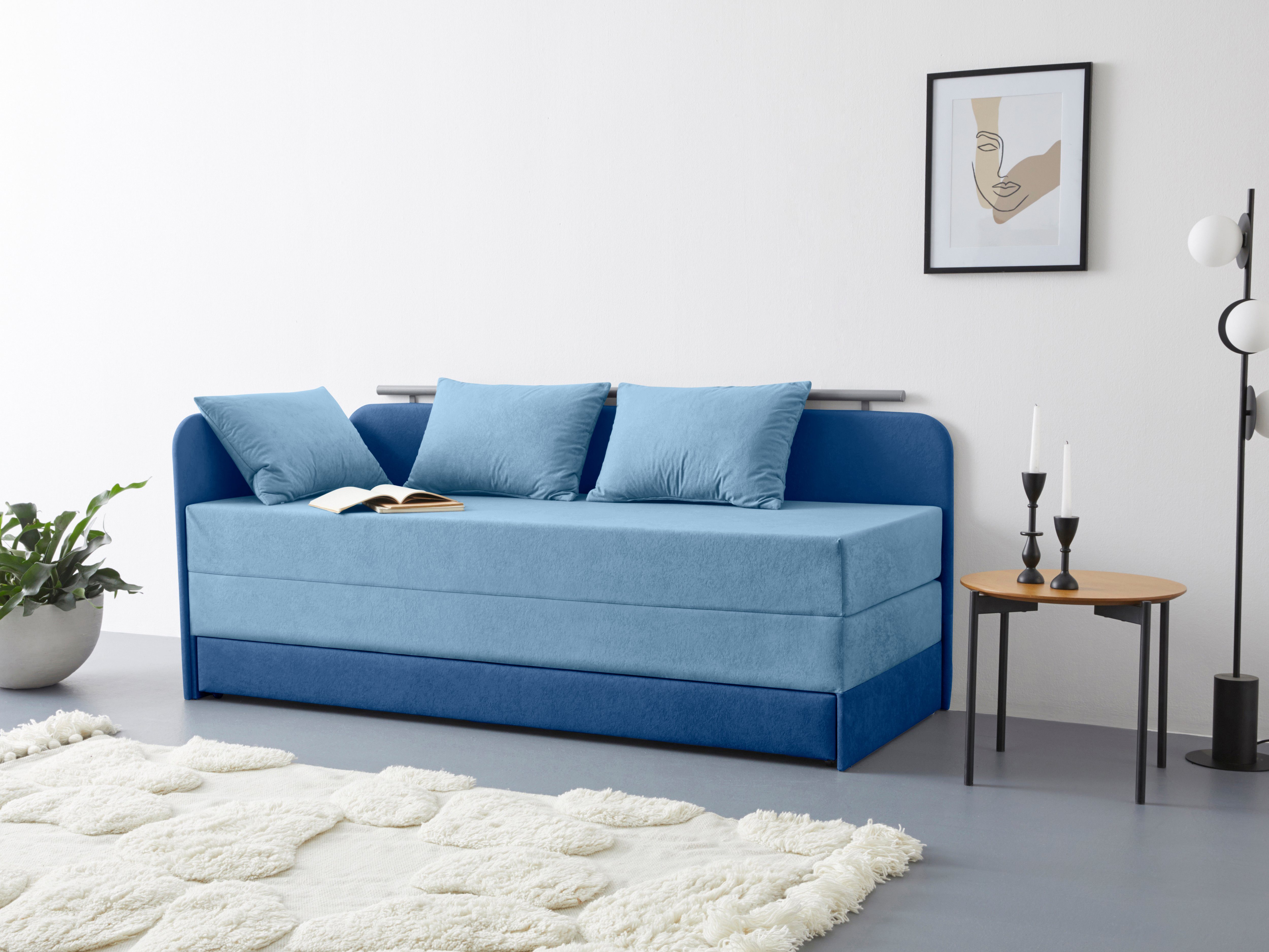 Maintal Bed Diana met bergruimte blauw, slaapbanken, Lighoogte 42 cm