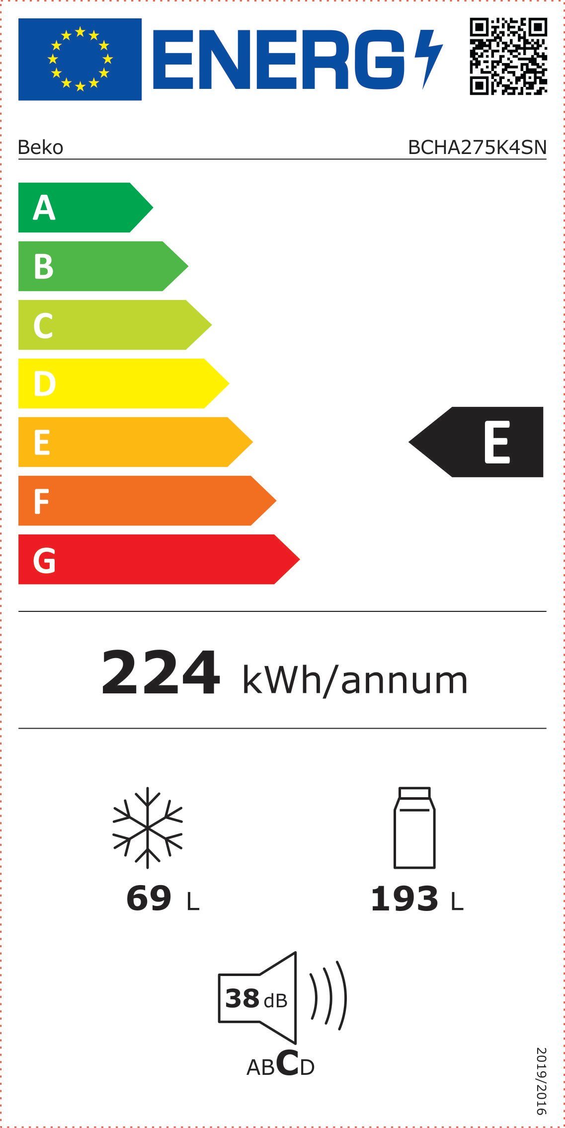 BEKO Inbouw koel-vriescombinatie BCHA275K4SN, 177,5 cm x 54 cm