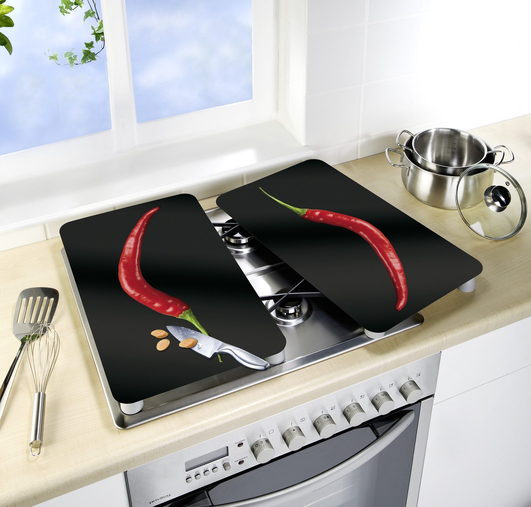 WENKO Kookplaatdeksel Universeel model Heet Peper (set, 2-delig)