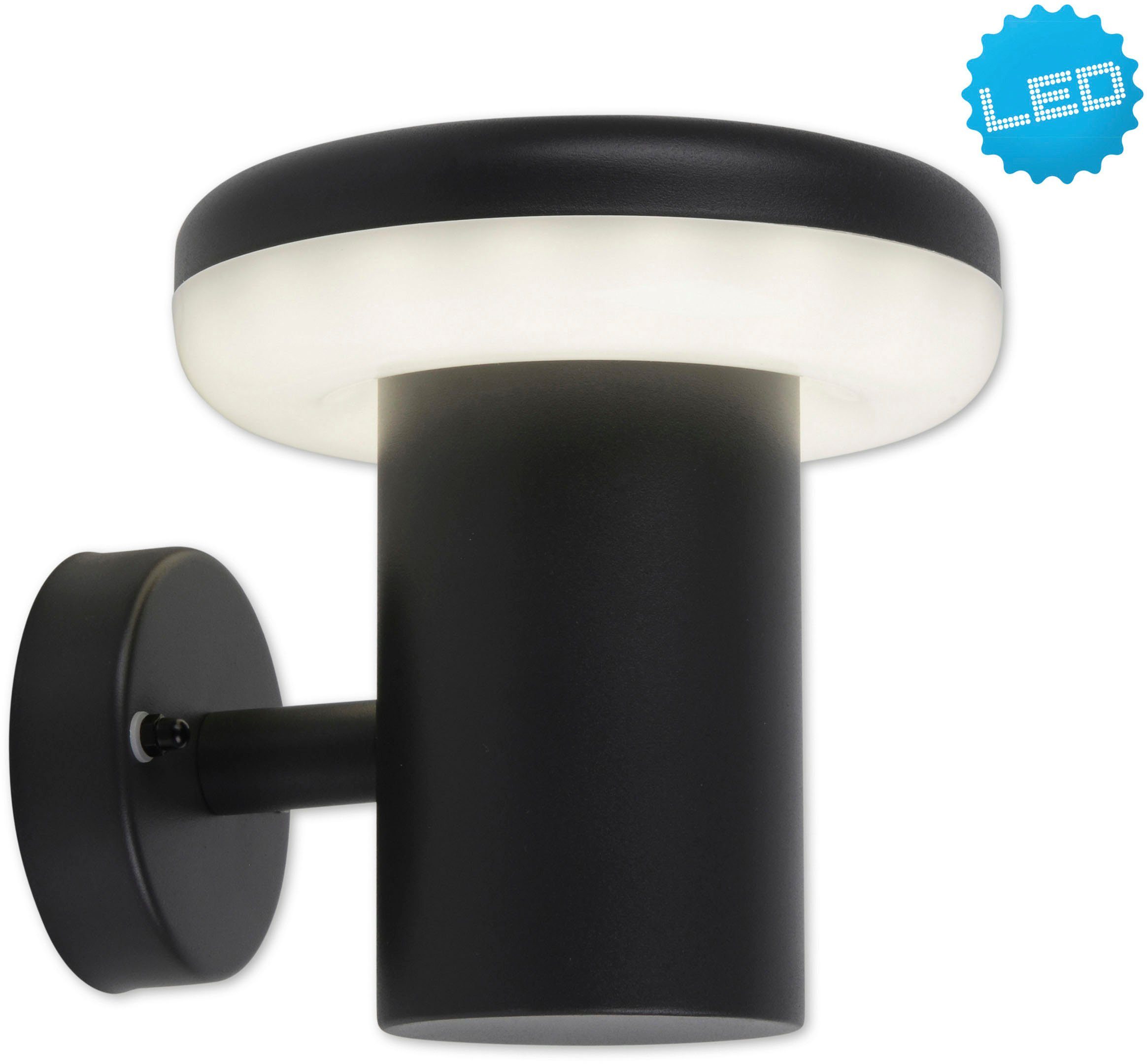 näve Ledwandlamp voor buiten Paddenstoel Wandlamp, terras, antraciet, hoogte: 15 cm, led warmwit (1 stuk)