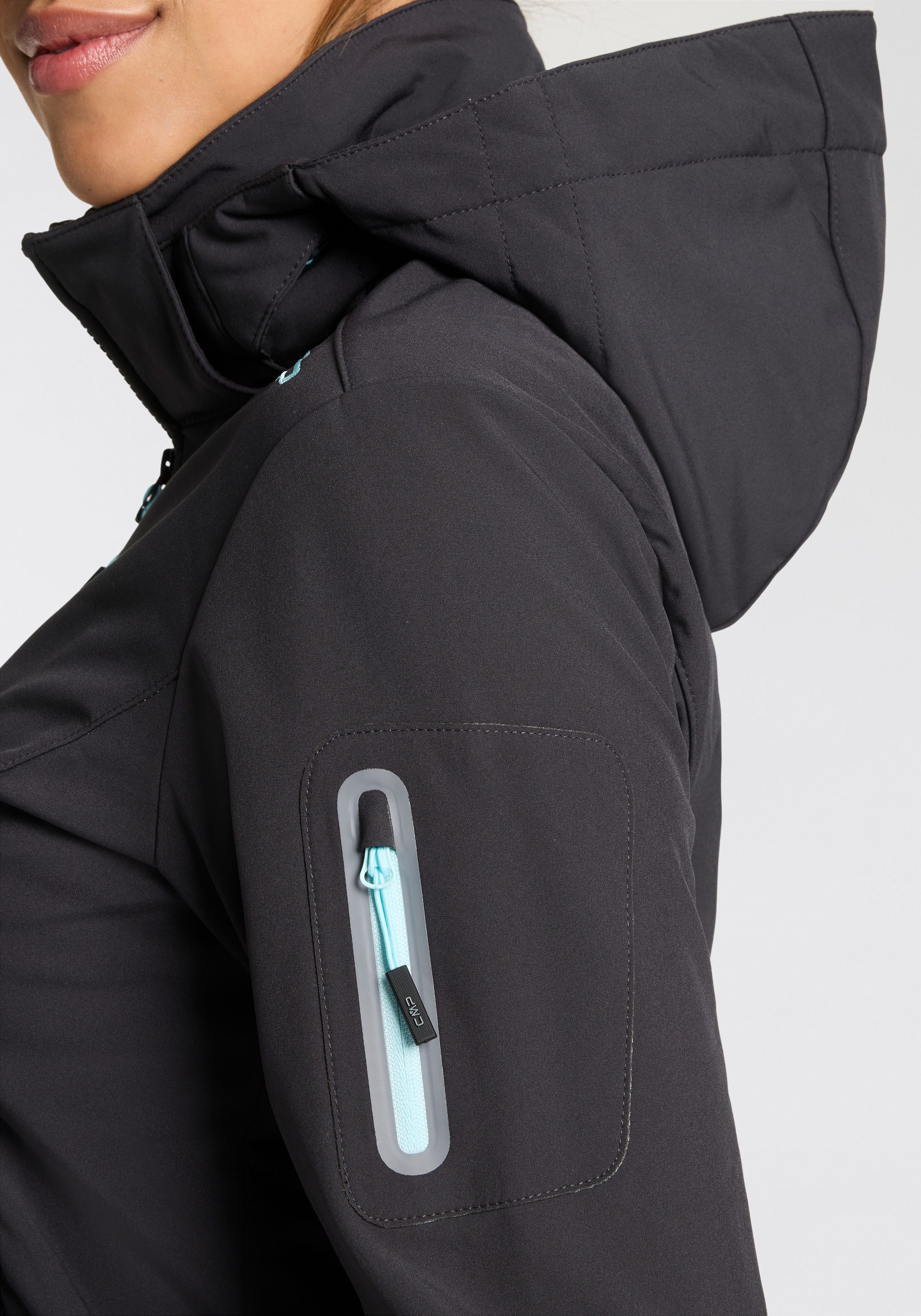 CMP Softshell-jack WOMAN JACKET ZIP HOOD Warmte- & wind- & waterafstotend (1 stuk)