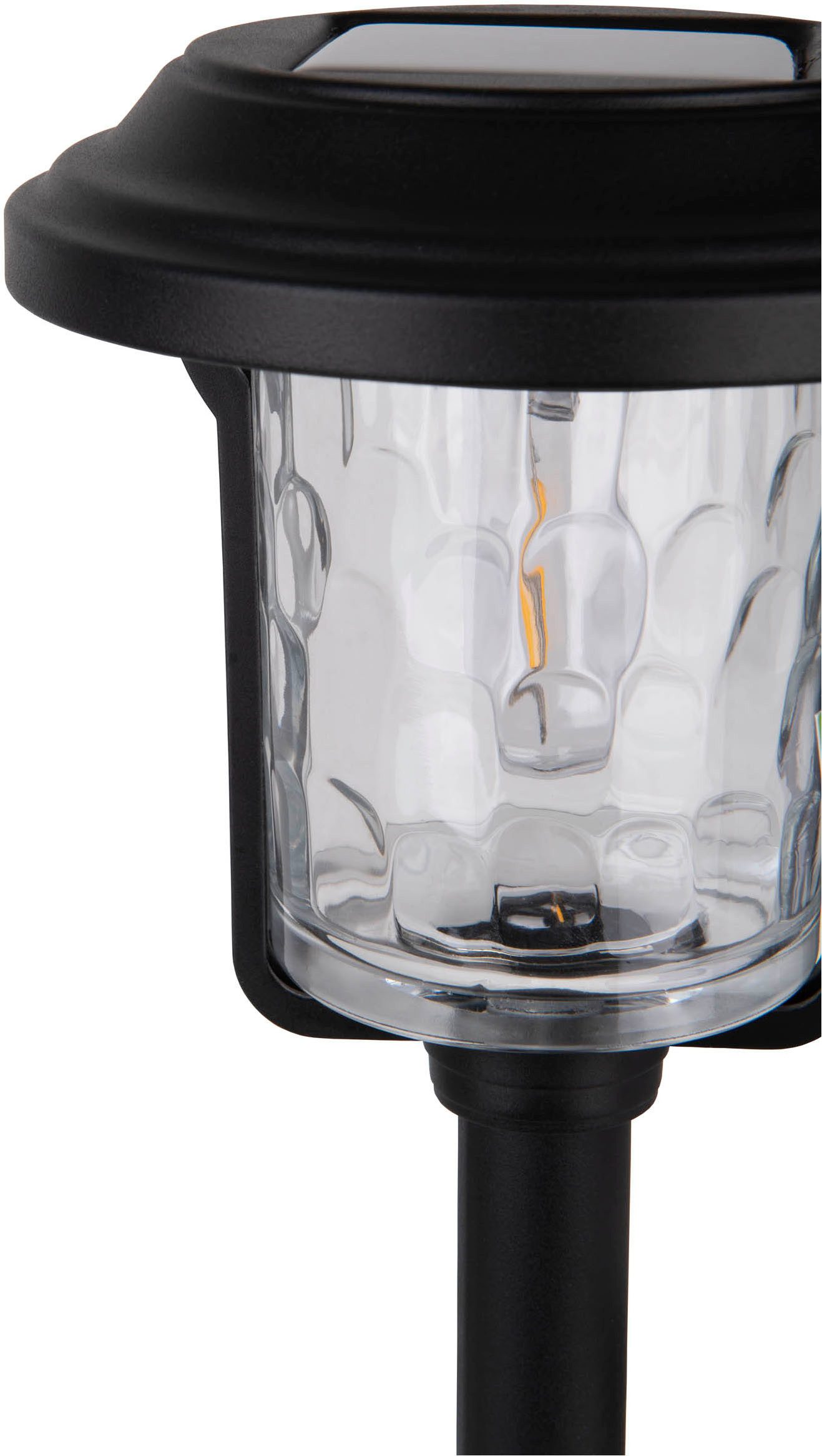 näve Led-solarlamp Simon Spies zwart, gestructureerde glazen kap, H: 54,7cm, schemersensor (1 stuk)