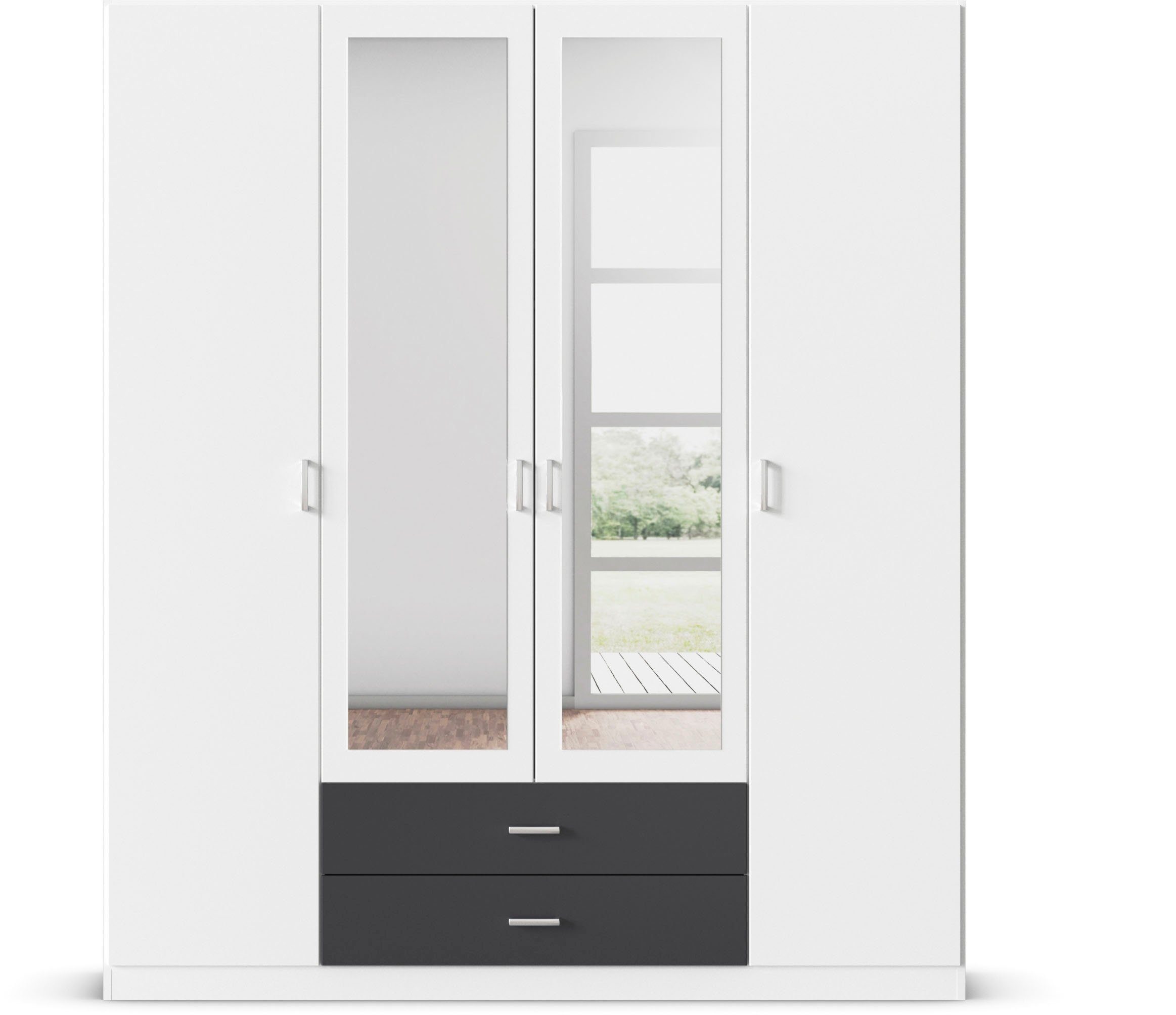 rauch Kledingkast Kast Garderobe Wasmand GAMMA in 3 Breedtes veel opbergruimte met 6 lades, met spiegel topseller made in germany