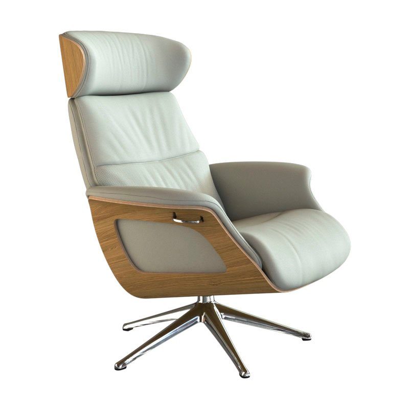 FLEXLUX Relaxfauteuil Clement relaxstoel, gestoffeerde stoel, ligstoel, TV-stoel, Rug- & hoofdverstelling, draaibaar, armleuning eiken, voet aluminium