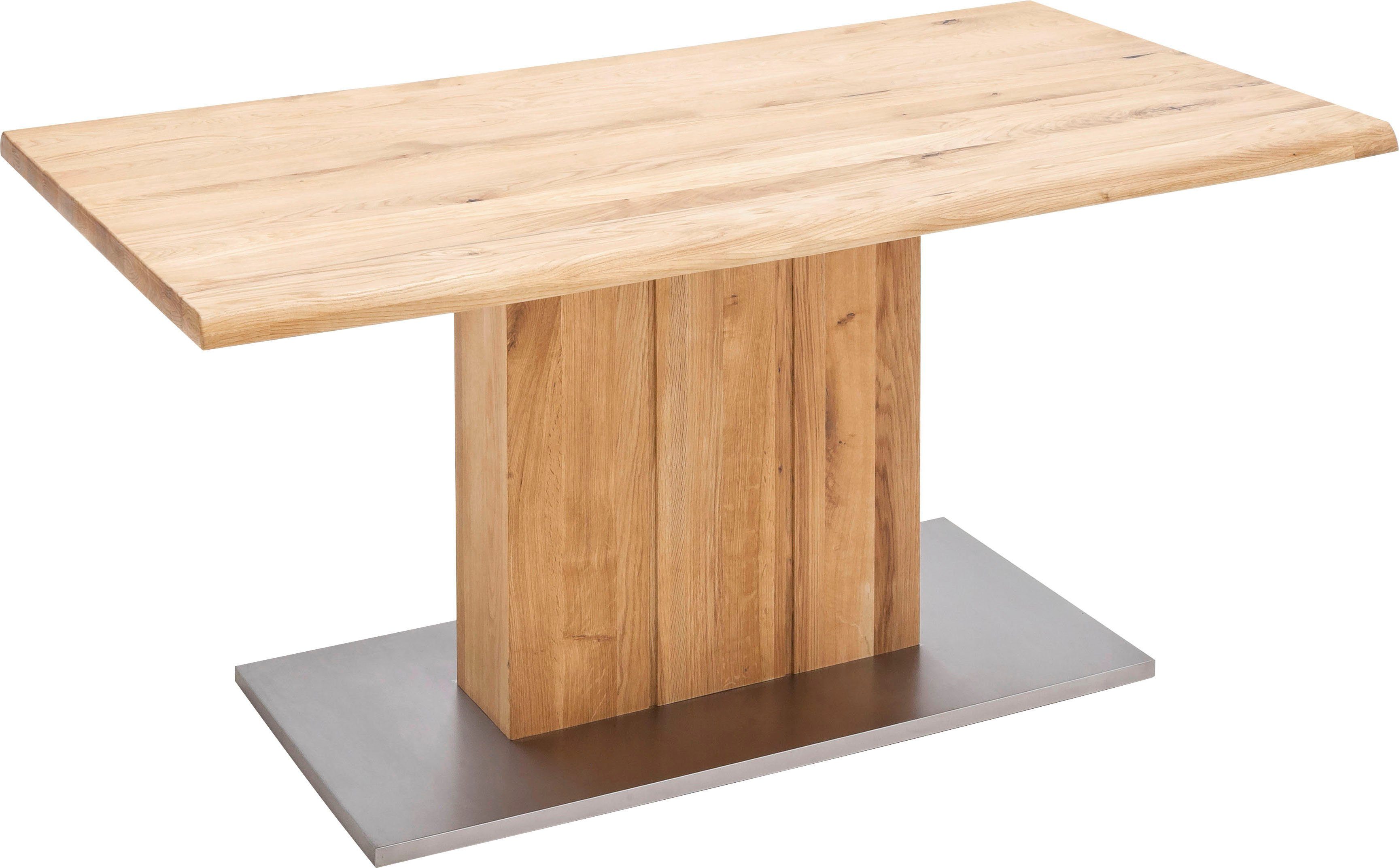 MCA furniture Eettafel Greta Eettafel massief hout met schaaldeel, rechte rand of gedeeld tafelblad