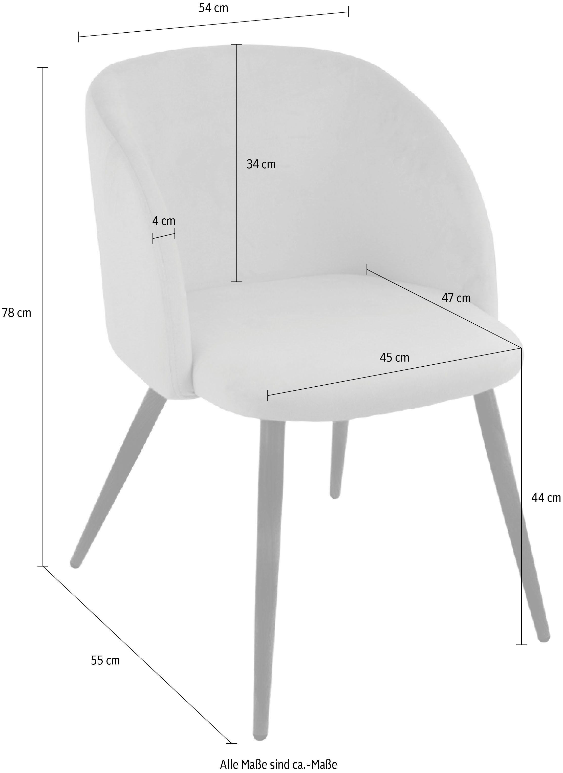 Paroli Stoel met armleuningen Dali (set van 2 of 4), met velours-overtrek en in 2 framekleuren (set)