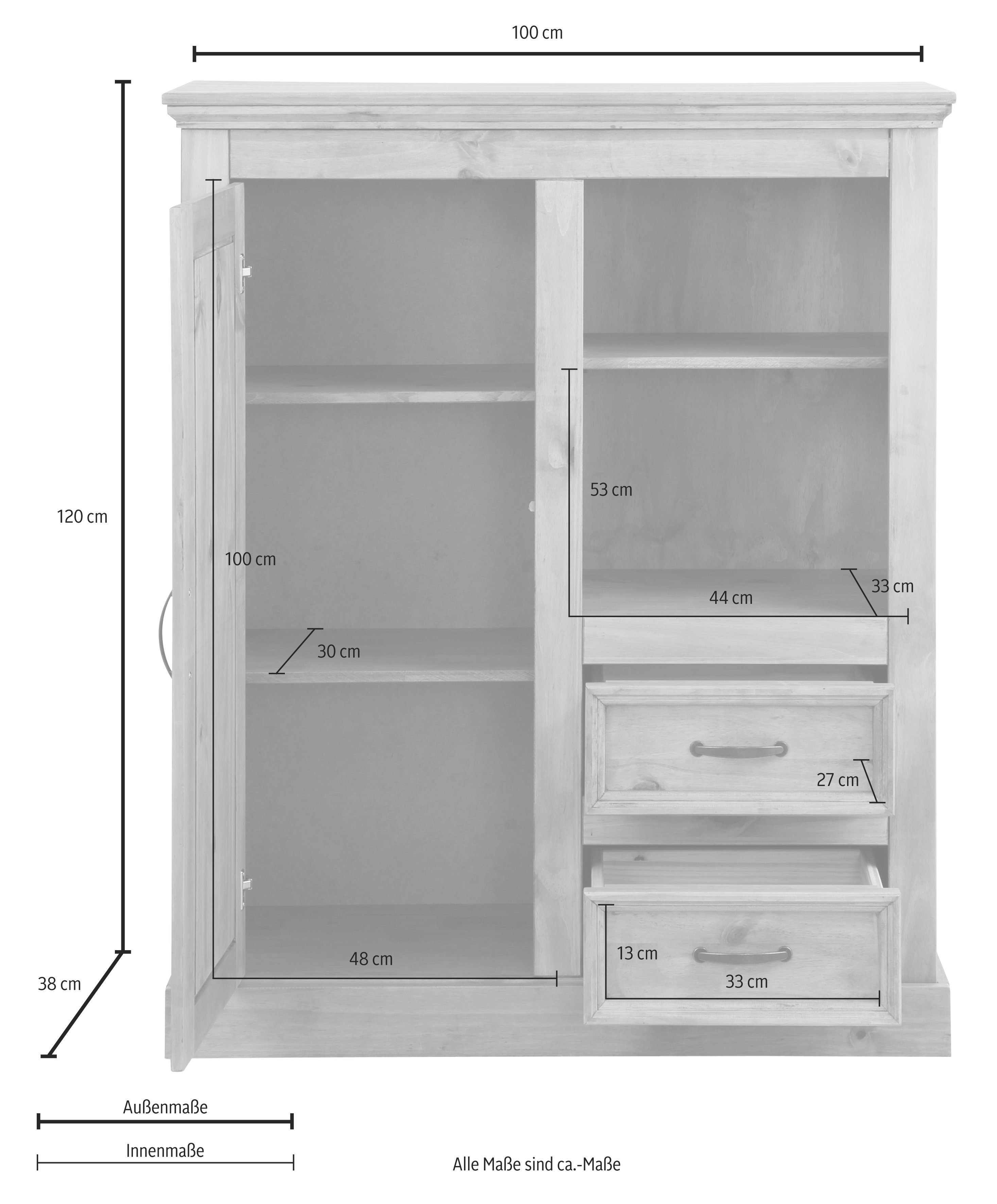 Home affaire Highboard Selma Vitrine, breedte 100 cm