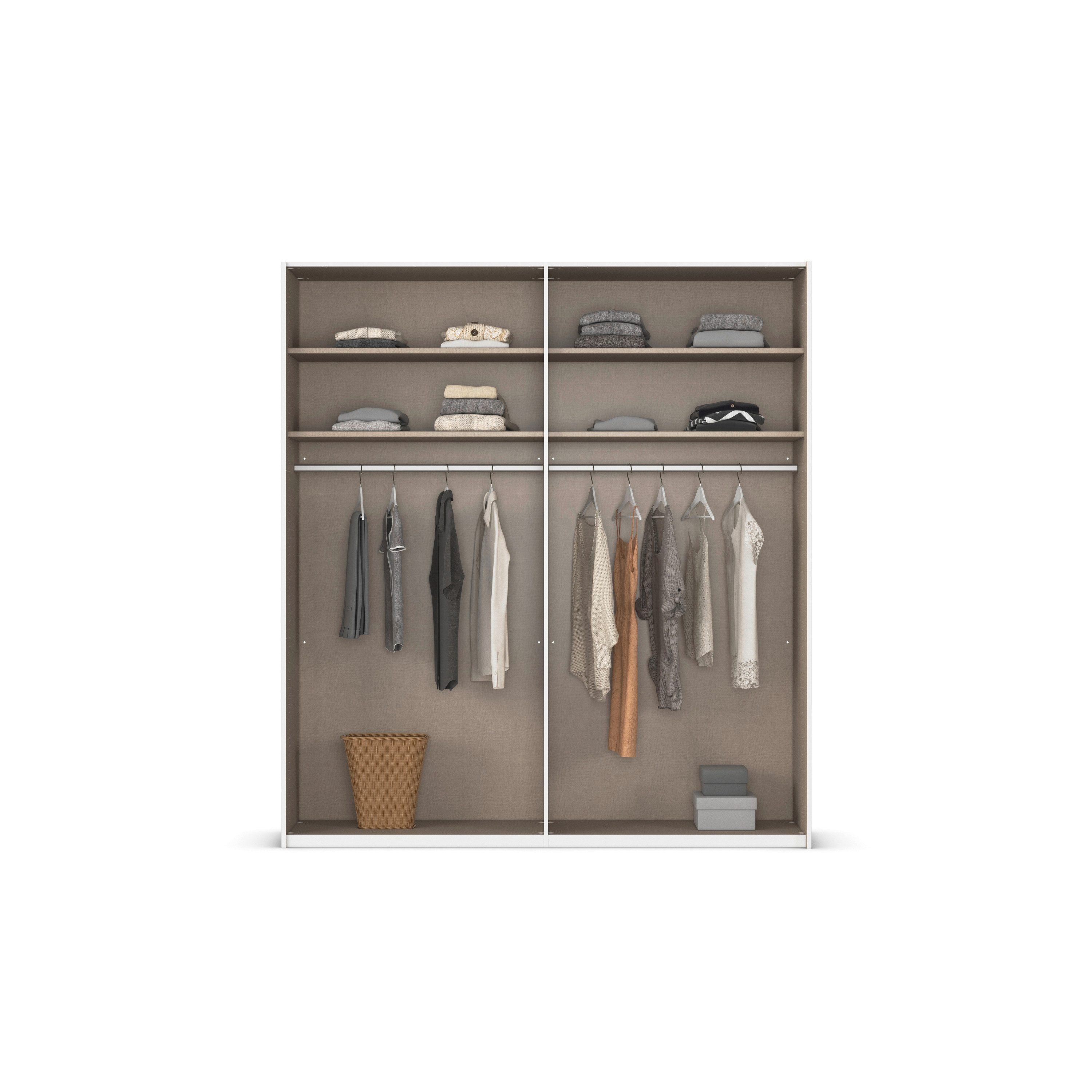 rauch Schuifdeurkast Kledingkast Kast Garderobe Slaapkamerkast EVELYN in elegante stijl, in 5 breedtes, handgrepen in corpuskleur made in germany