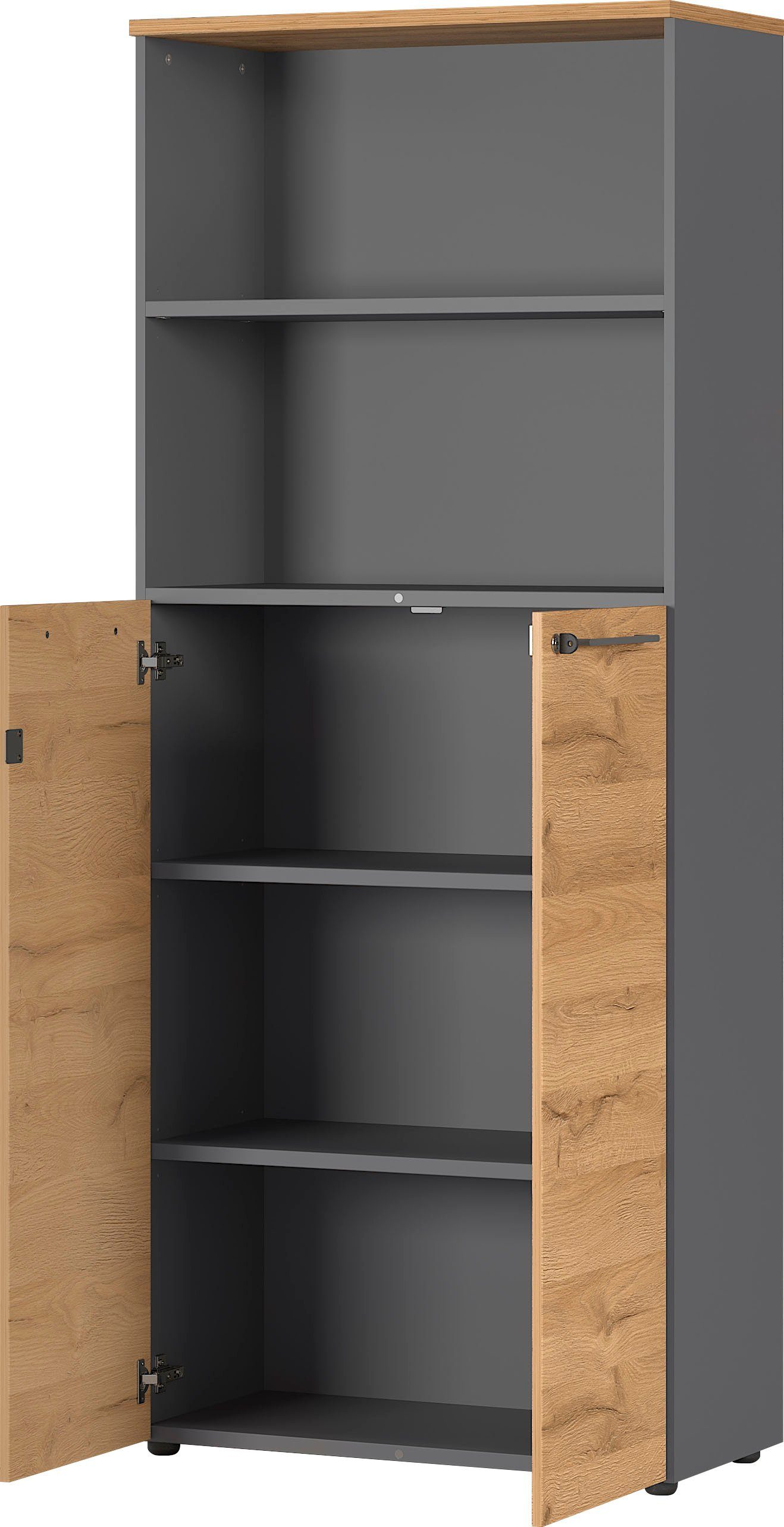 GERMANIA Archiefkast GW-Agenda, multifunctionele kast, afsluitbaar optioneel met 2 open vakken, afmetingen 80x197 cm, made in germany