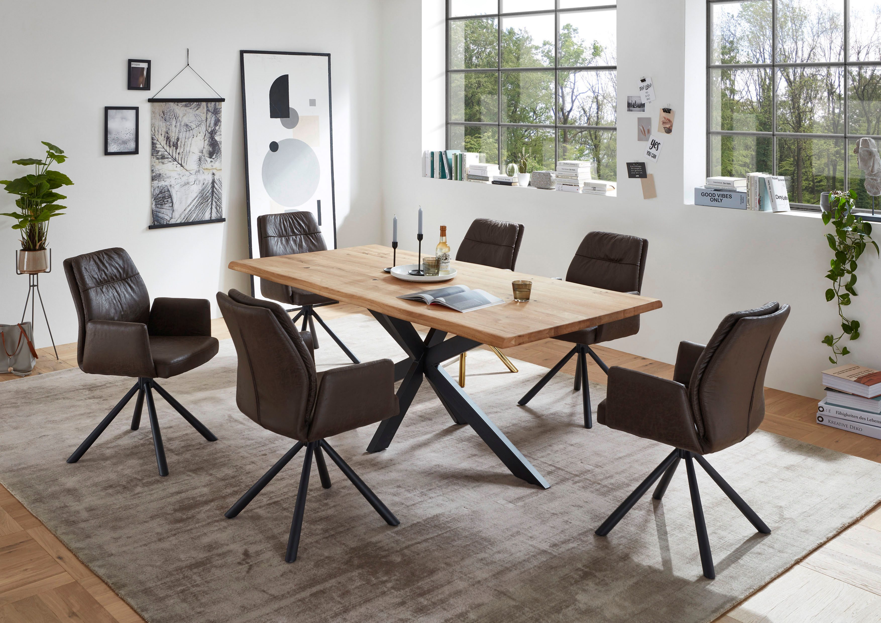 Stolkom Eettafel TOM, TOPSELLER! 200 cm breed massief eikenhout met boomrand