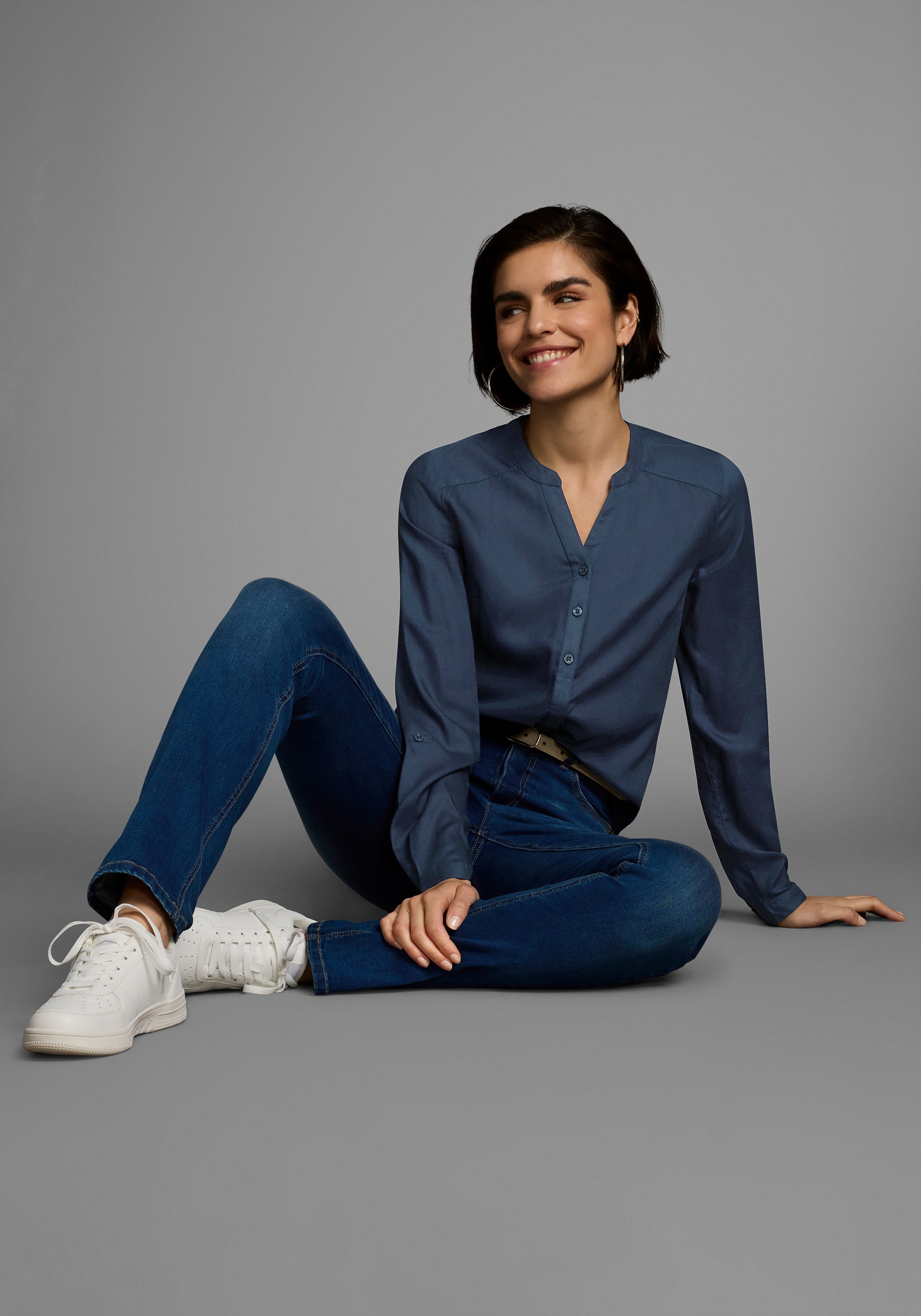 AJC Overhemdblouse van soepelvallende viscose