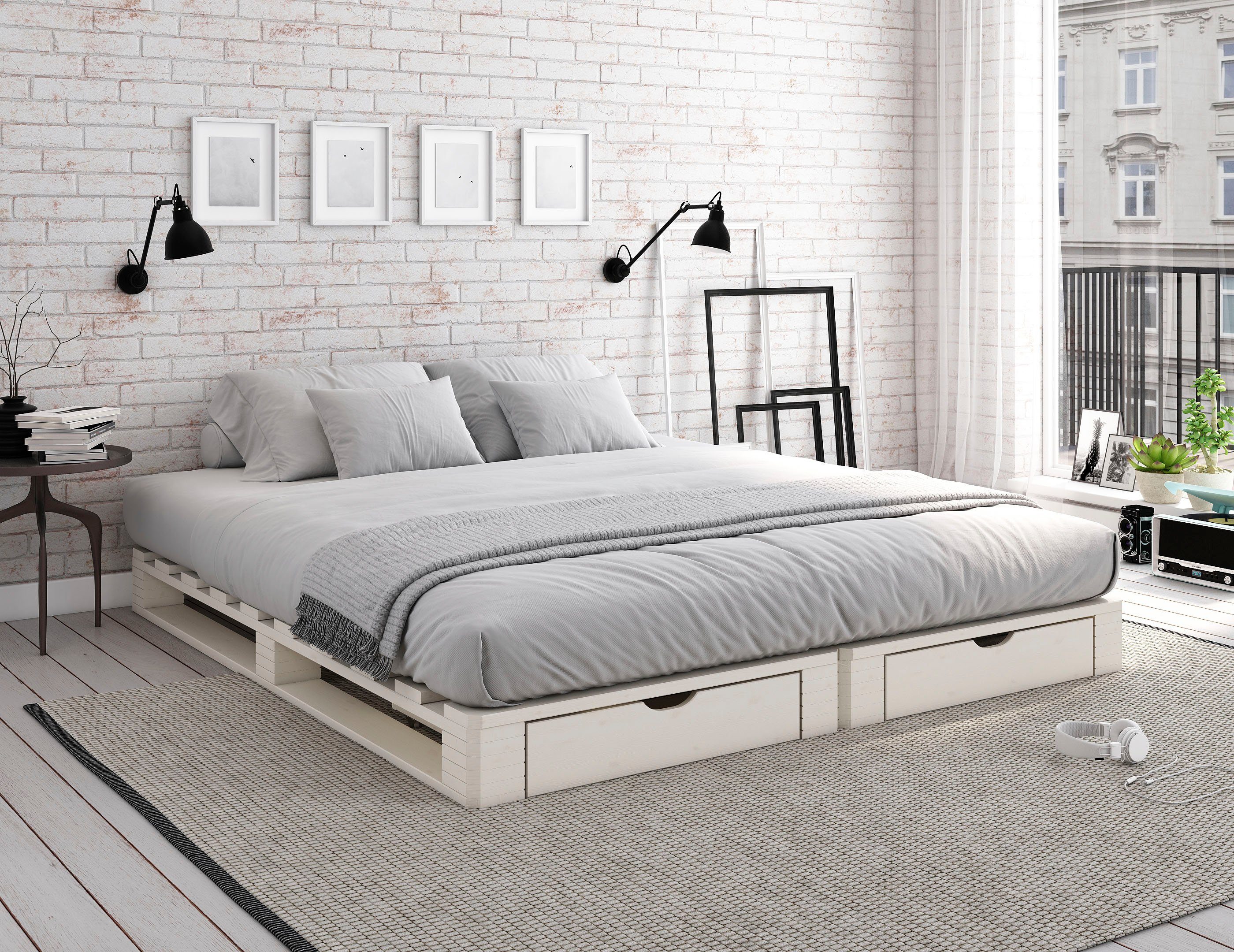 Home affaire Palletbed "ALASCO" BESTSELLER! Met lade gecertificeerd massief hout, uit te breiden tot tweepersoons- of familiebed