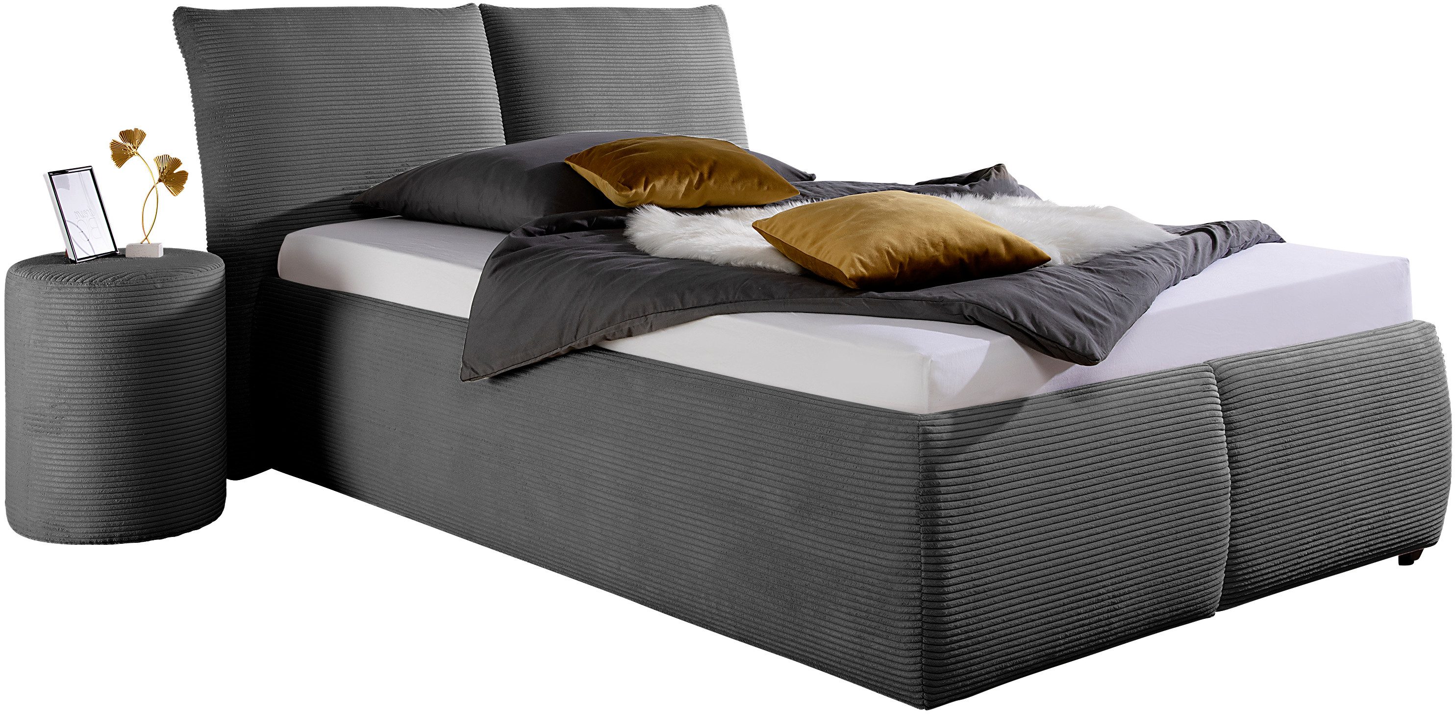 Maintal Gestoffeerd bed Wiesenbach, met cord-stof optioneel in hardheidsgraad h2, h3 of h4