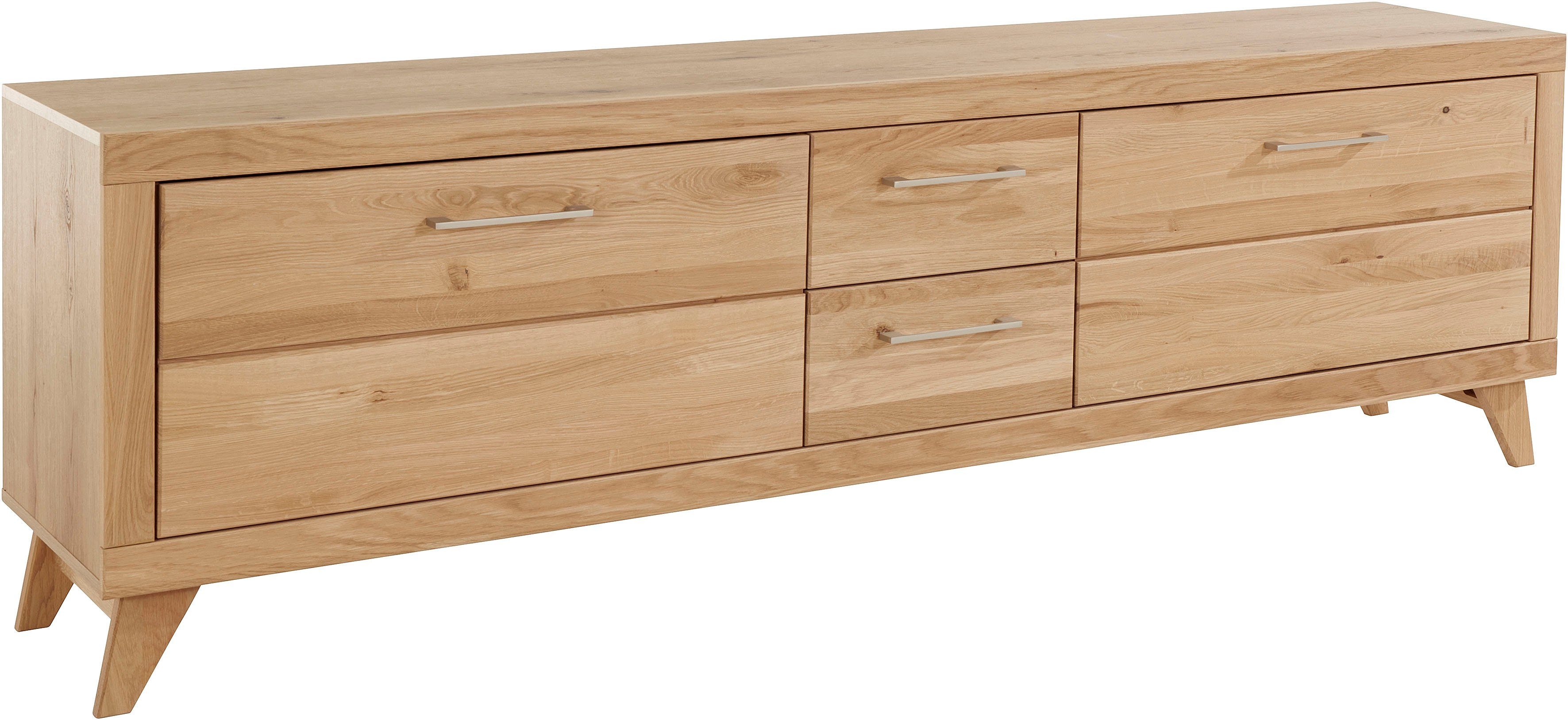 VOGL Möbelfabrik Tv-meubel 1237 Massief houten front, breedte ca. 211 cm, met soft-close functie lowboards beige