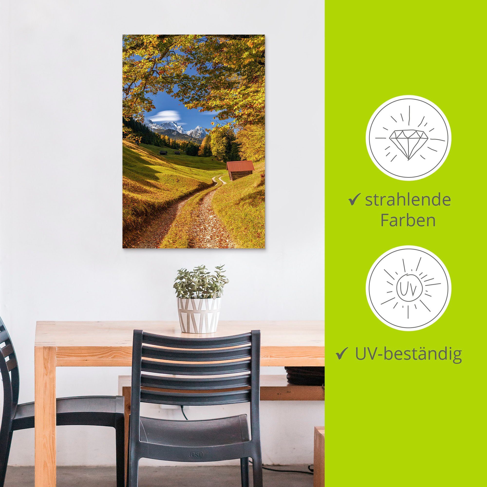 Artland Artprint Goudkleurige herfstOpper-Beieren als artprint van aluminium, artprint op linnen, muursticker of poster in verschillende maten