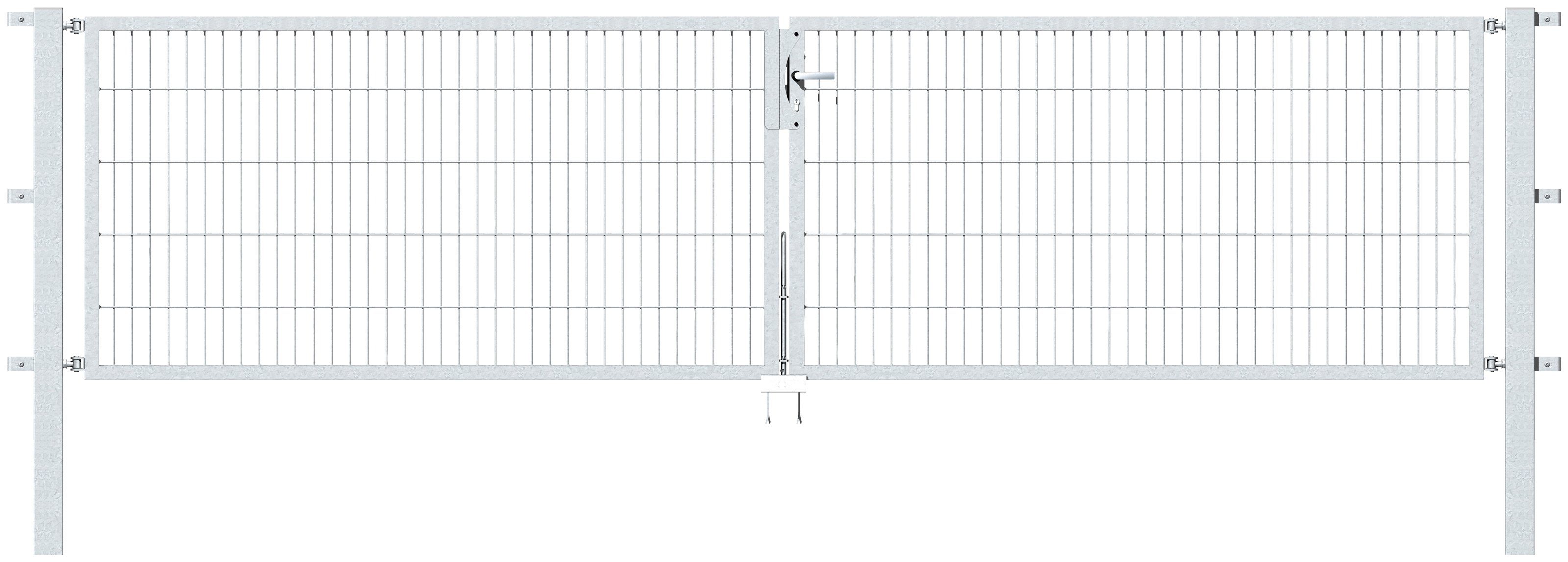 GAH Alberts Deur met dubbel hek Flexo 400 cm breed, in verschillende hoogten hekken maat 400 cm x 100 cm zilver