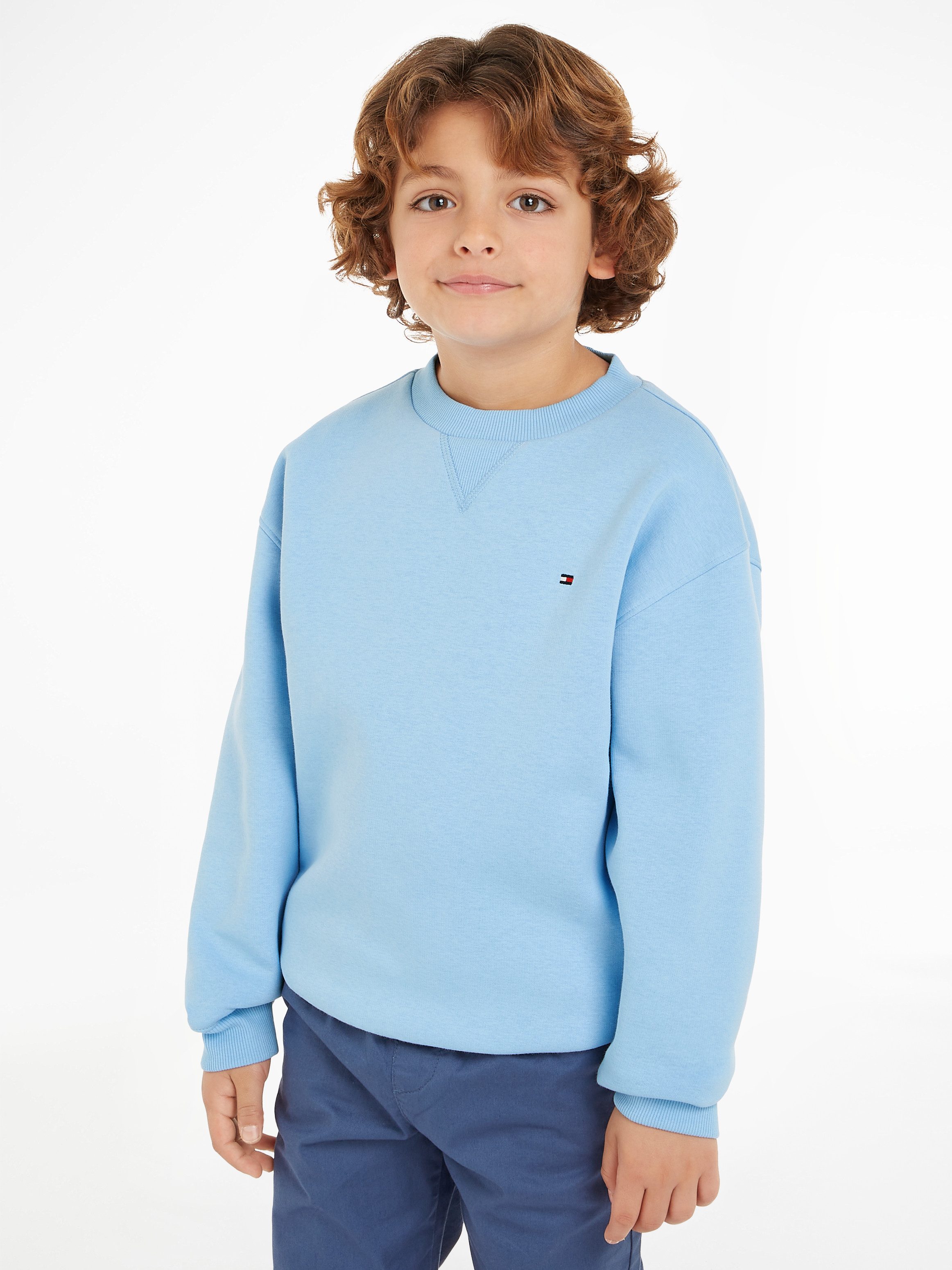 Tommy Hilfiger sweater lichtblauw Effen 110 | Sweater van