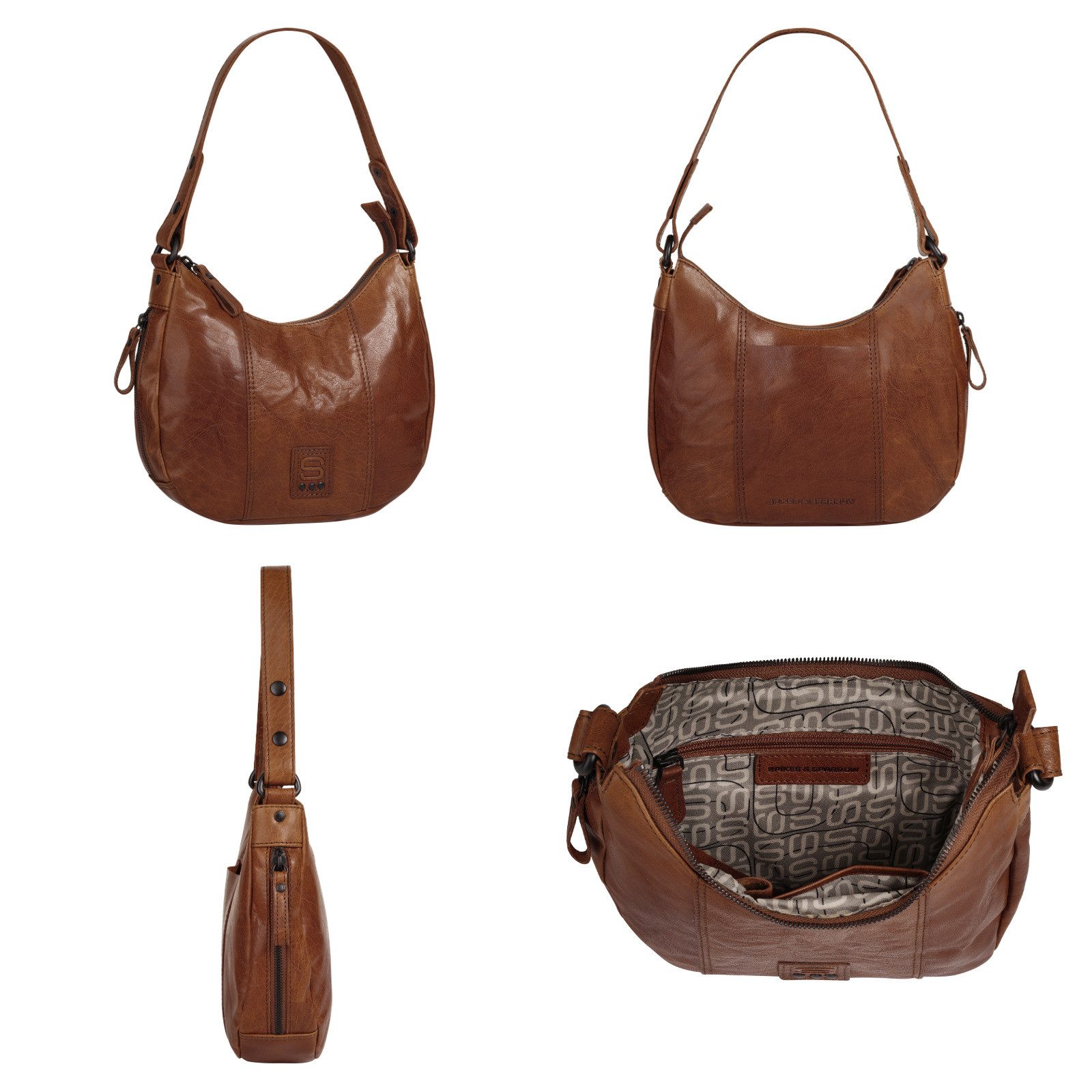 Spikes & Sparrow Schoudertas echt leder