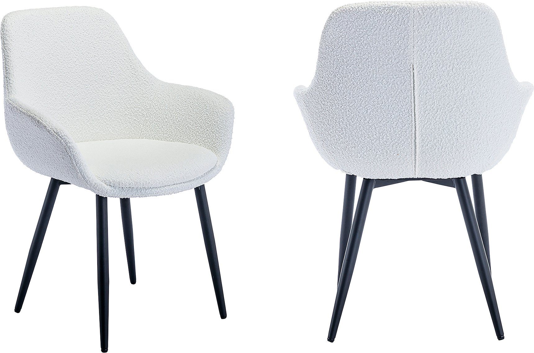 SalesFever Stoel met armleuningen moderne bouclébekleding (set, 2 stuks) 4 poot stoelen wit