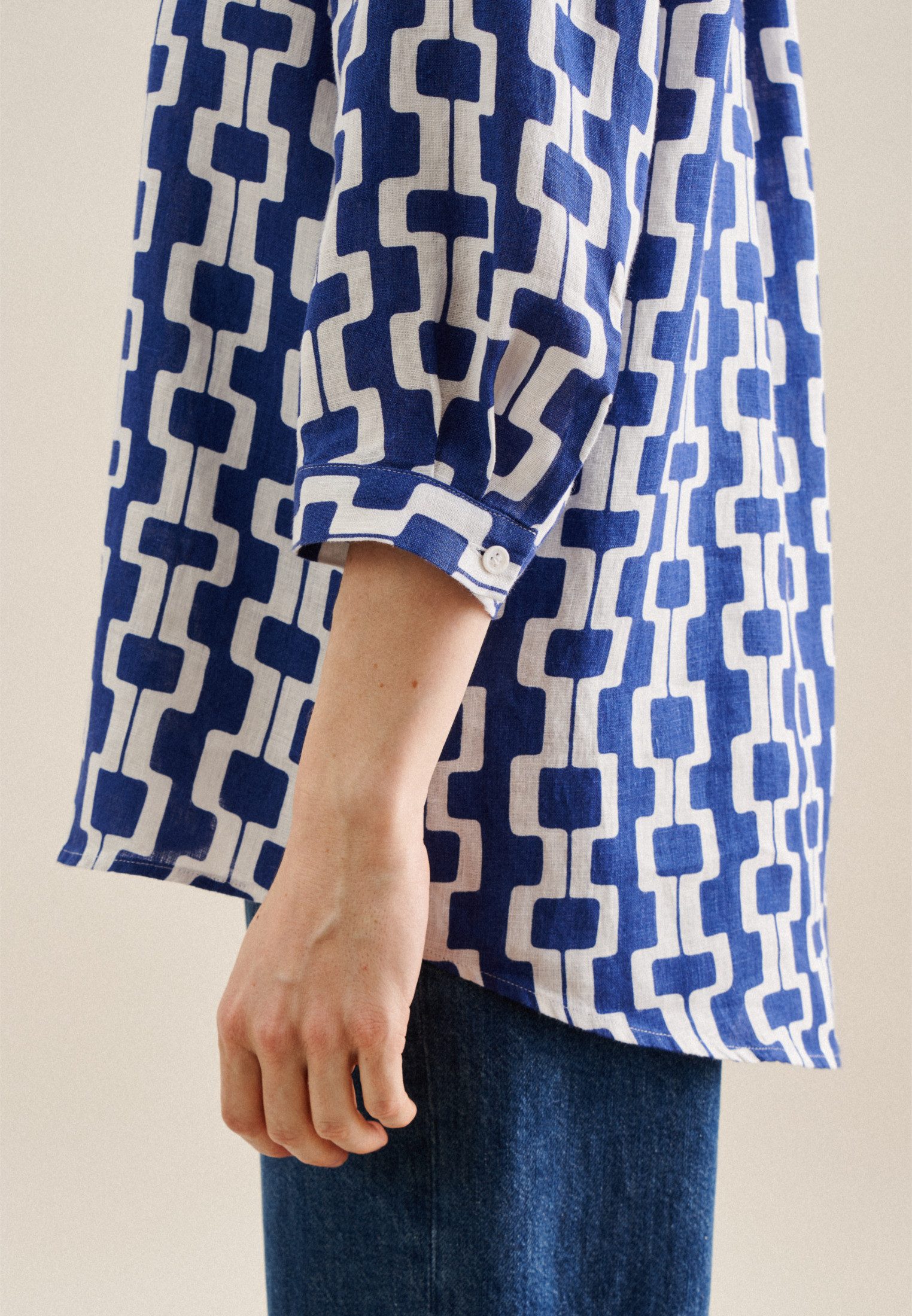 seidensticker Klassieke blouse Zwarte roos Tuniek kettingenprint