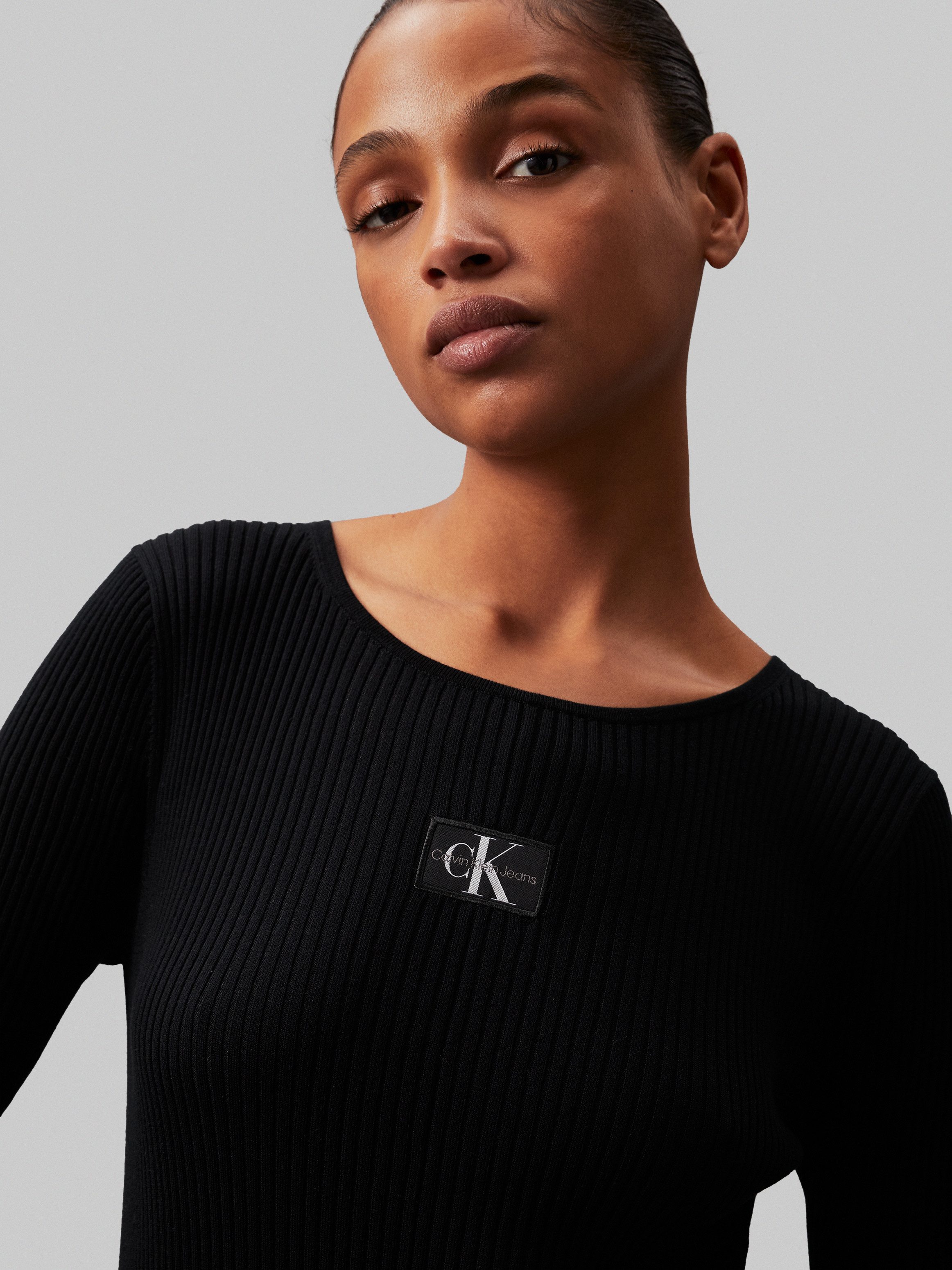 Calvin Klein Sweatjurk WOVEN LABEL SS SWEATER DRESS