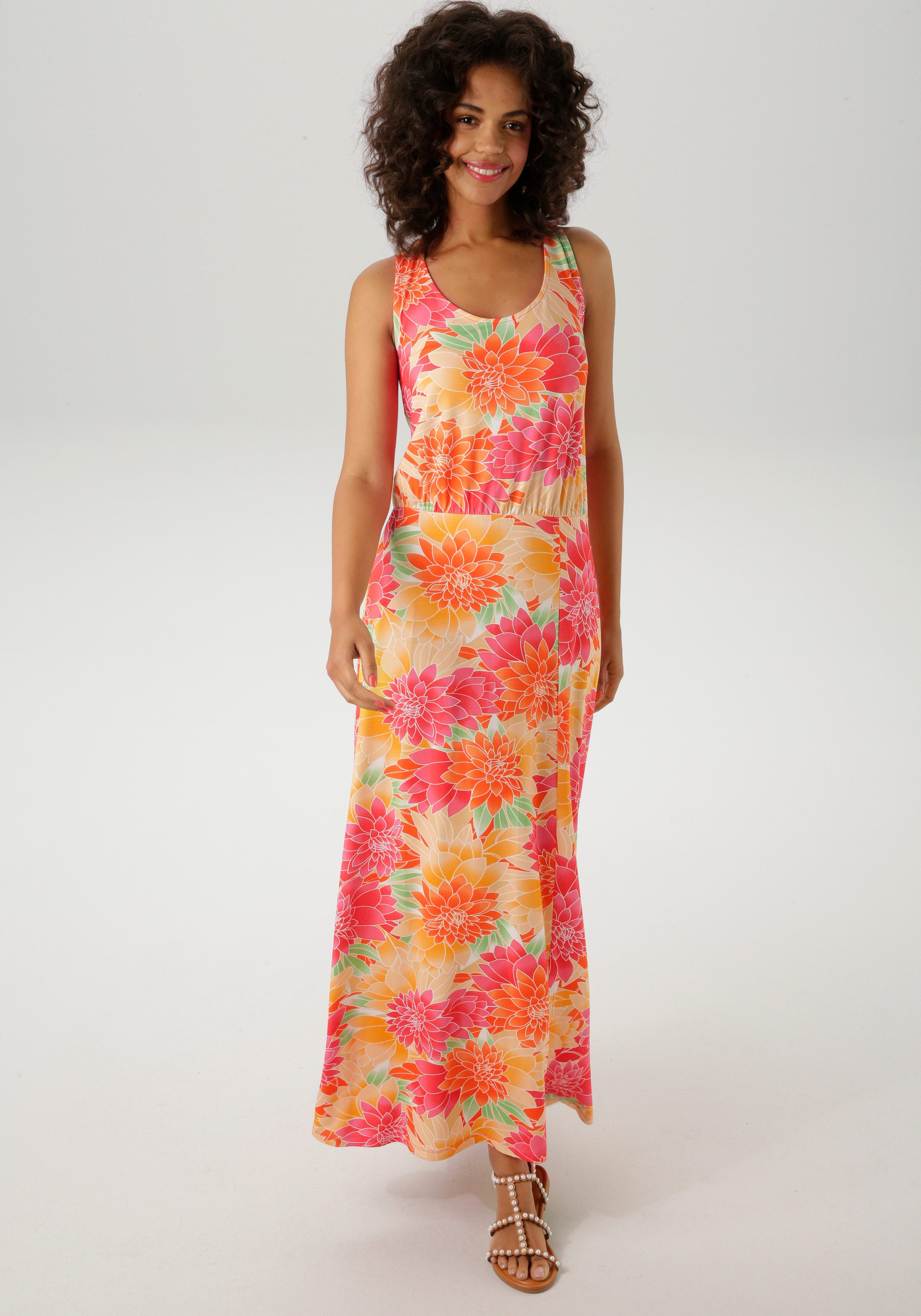 Aniston CASUAL Zomerjurk met grootformaat, kleurrijke bloemen bedrukt - nieuwe collectie