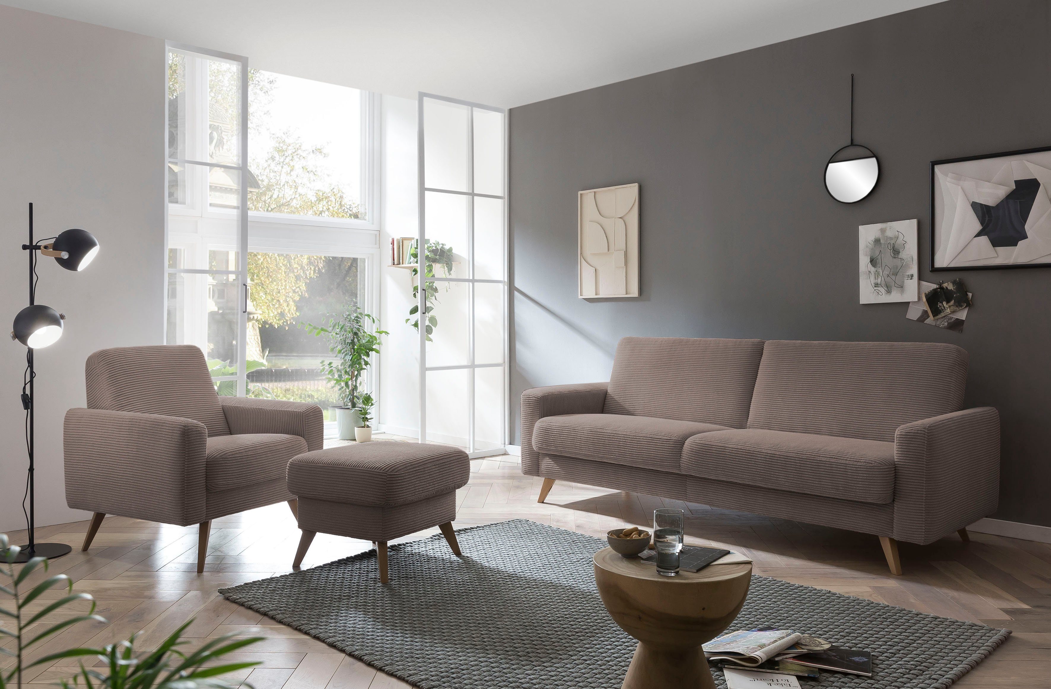 exxpo - sofa fashion Fauteuil Samso, loungestoel elegant en comfortabel, actuele cord bekleding
