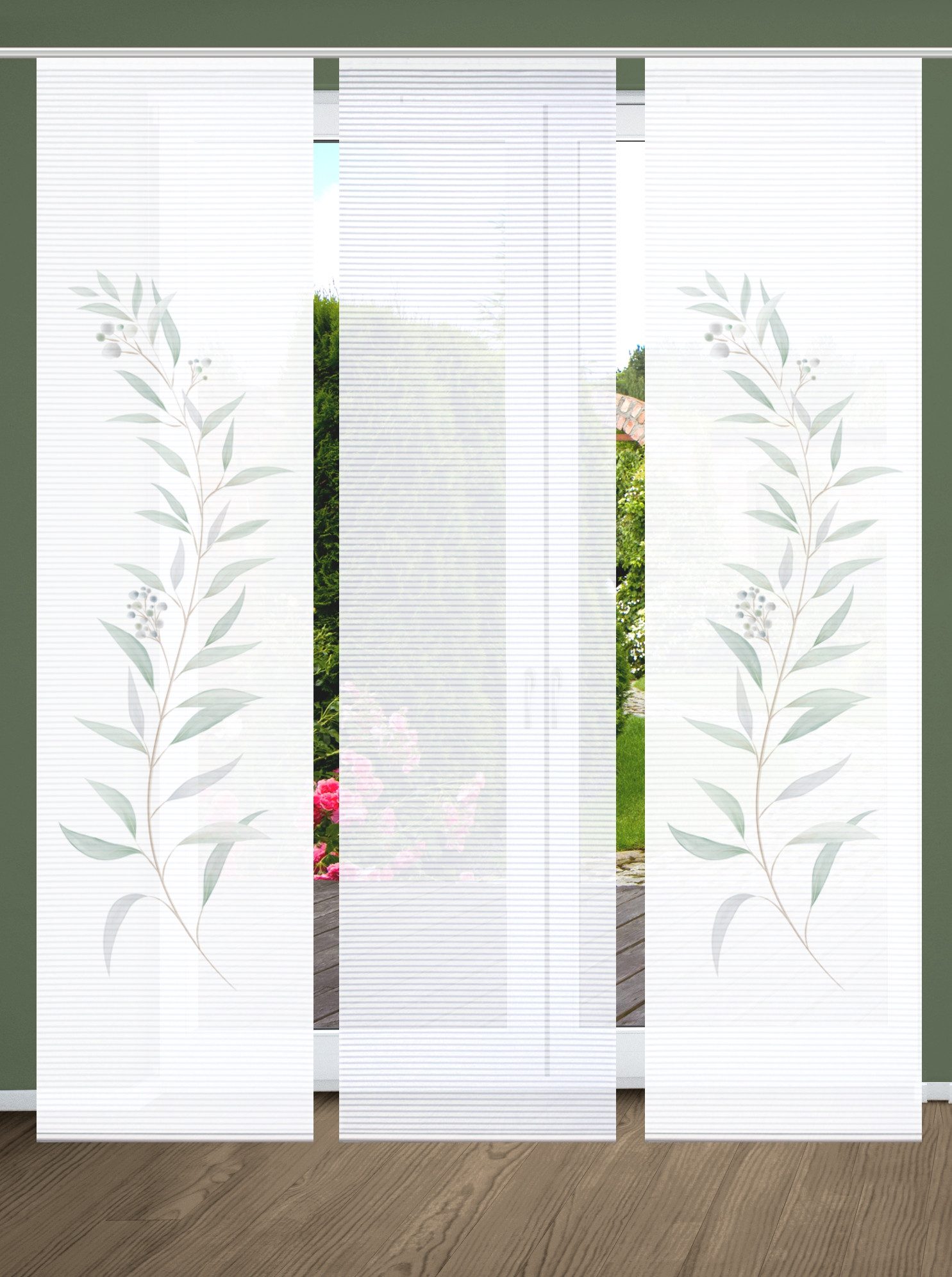 OTTO HOME in green Paneelgordijn CELSO SET DIGITALE PRINT, BAMBOELOOK GERECYCLED (3 stuks) paneelgordijnen blauw