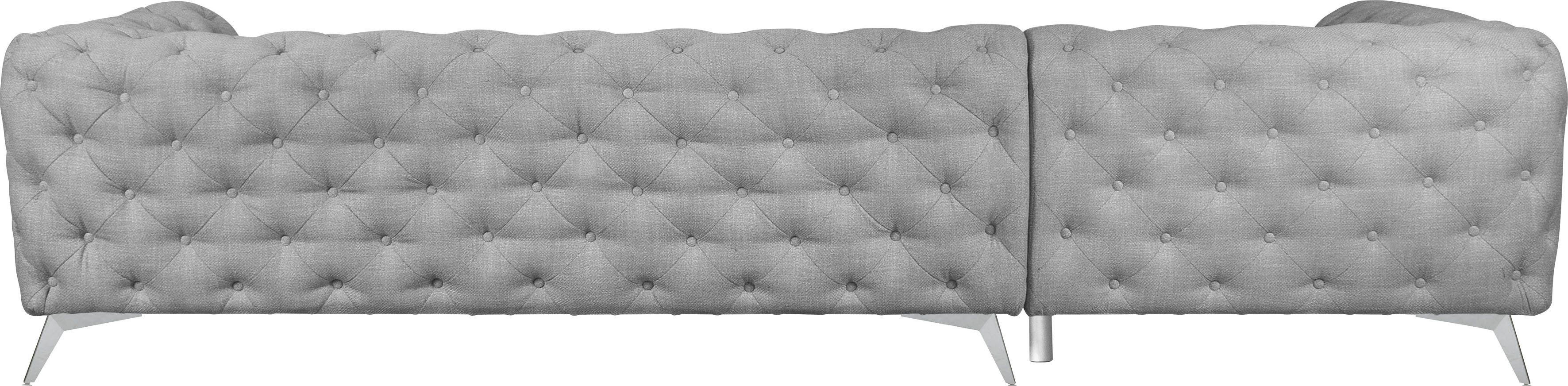 Leonique Chesterfield-bank Ecksofa GLYNIS L-Form mit Wellenunterfederung, Maße B/T/H 323/264/75cm luxueuze capitonnage, moderne chesterfield look, kleur van de poten ter keuze