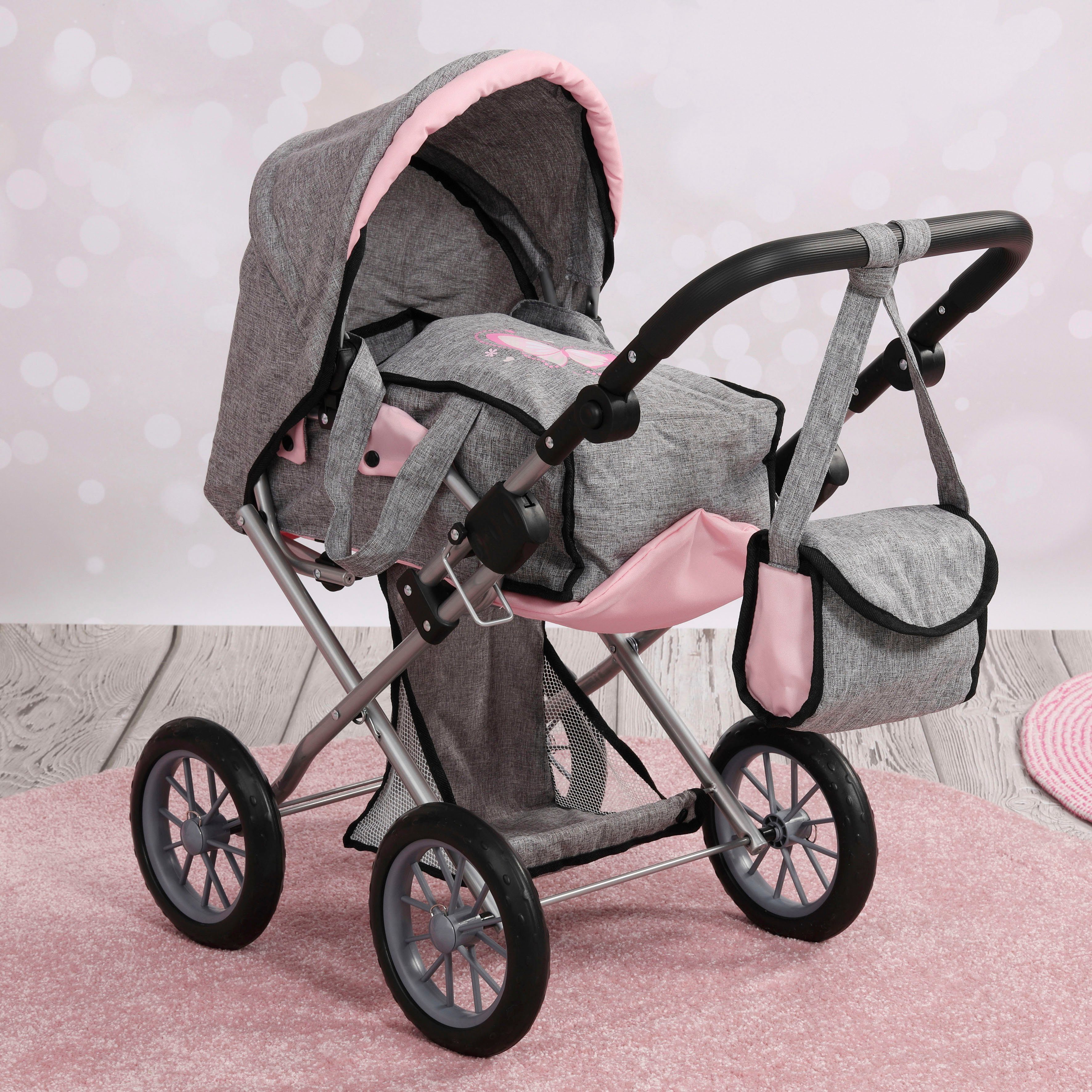 Bayer Combi-poppenwagen City Star, grijs/roze