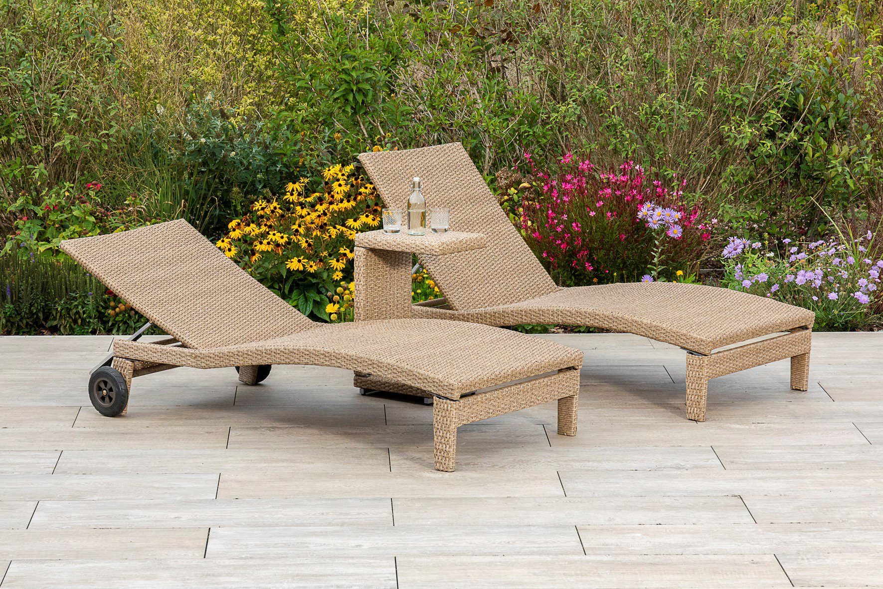 MERXX Tuin-eethoek ANDALUSIA 2 ligbedden met tafel (3-delig) tuinsets grijs