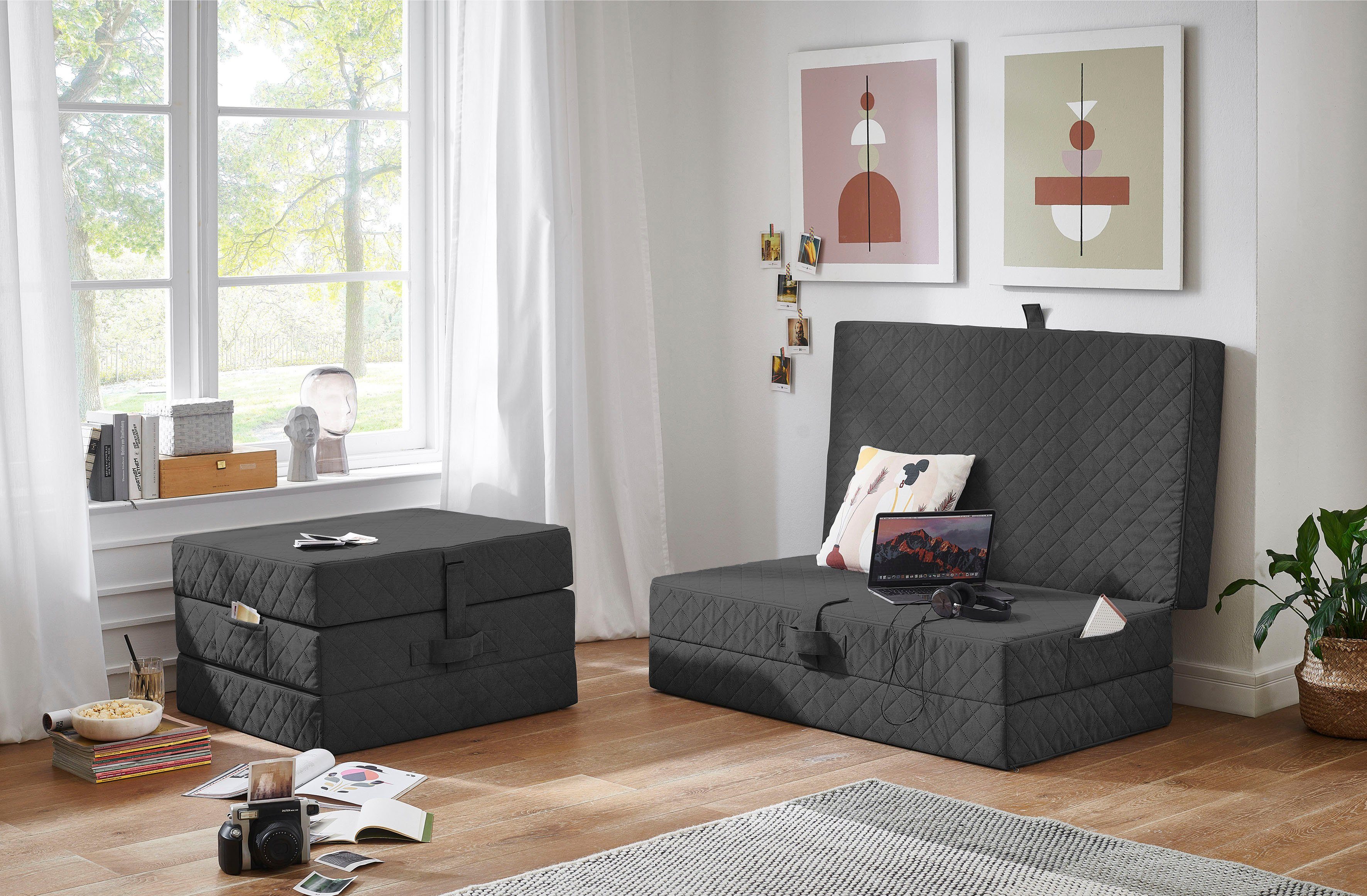 ATLANTIC home collection Fauteuil LENNY Fauteuil als opvouwbaar matras met slaapfunctie