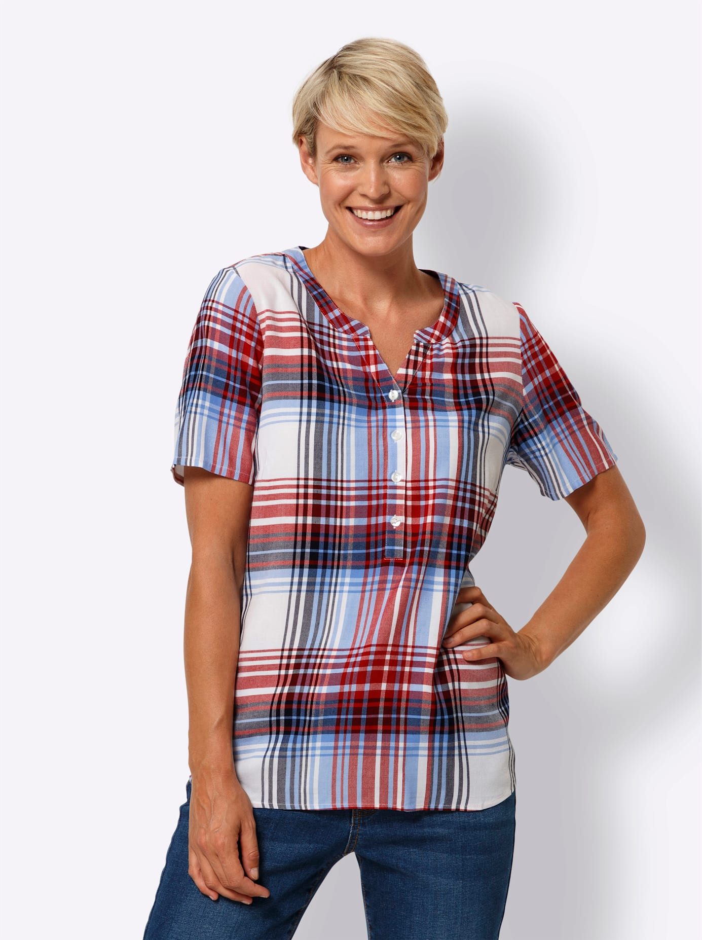 Classic Basics Geruite blouse