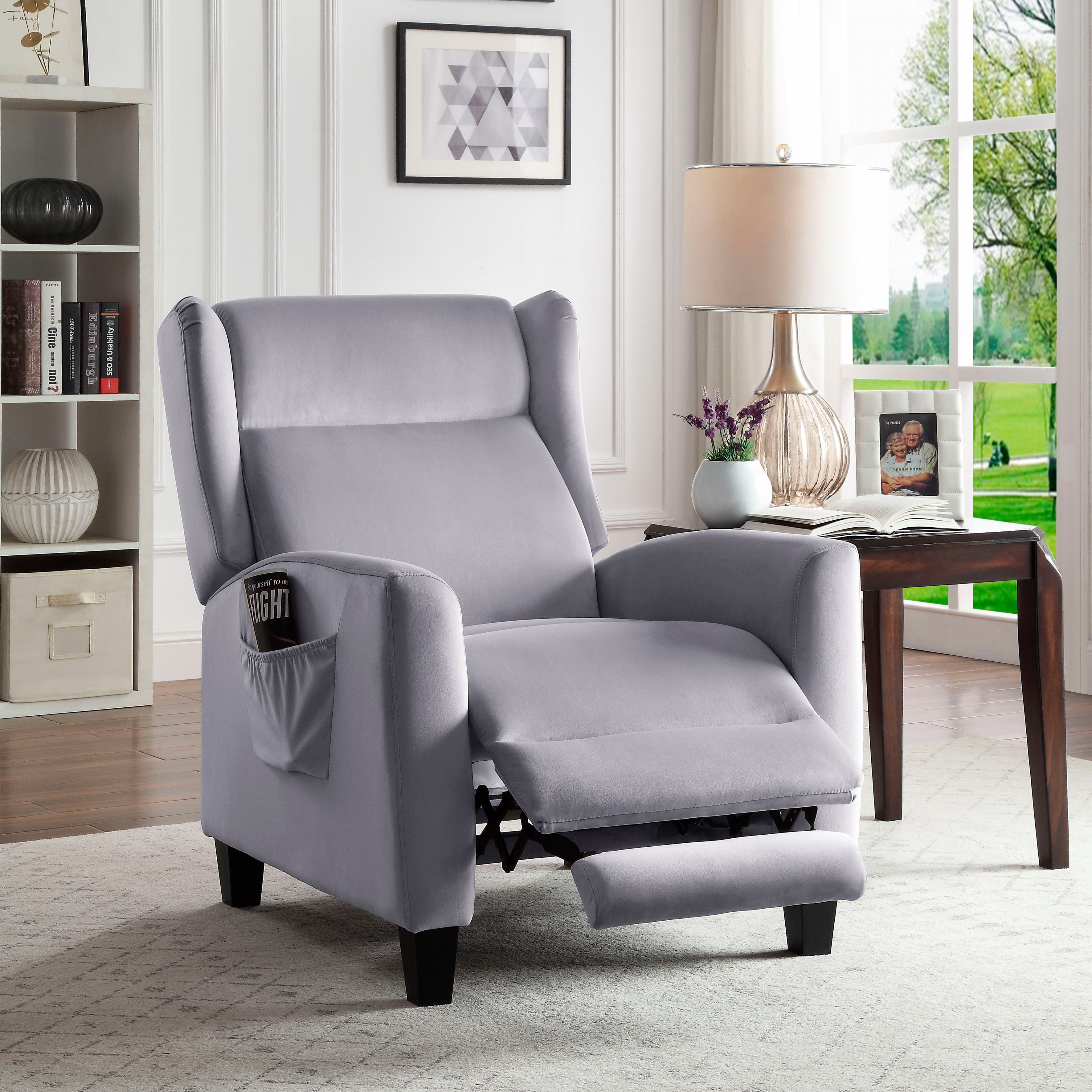 ATLANTIC home collection Relaxfauteuil Timo klassieke oorfauteuil met relaxfunctie en praktisch zijvak