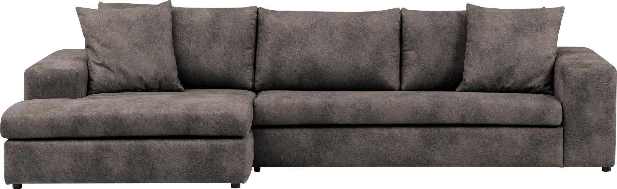 andas Hoekbank SLEETLAND XXL van fluweel of in vintage leer-look, L-model,