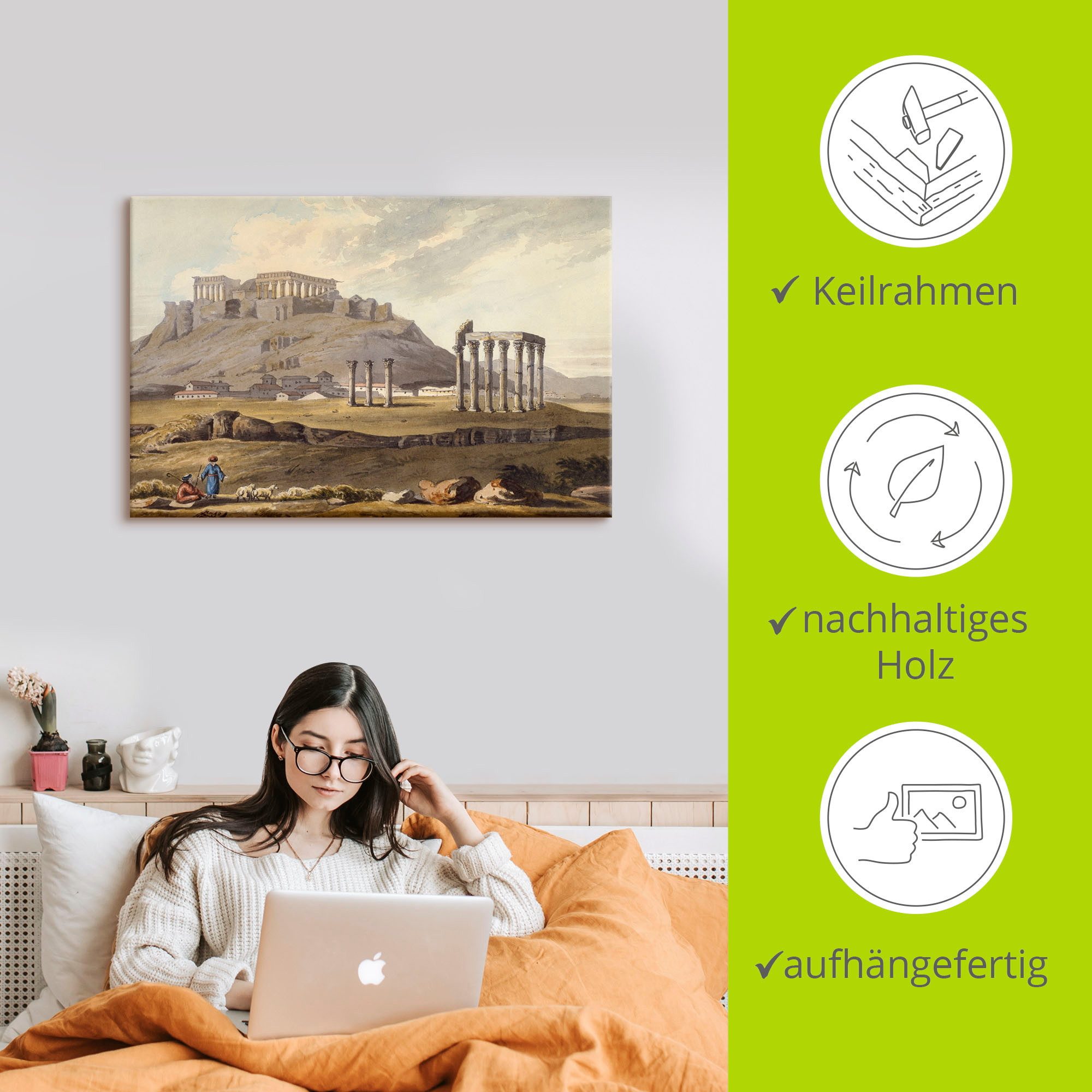 Artland Artprint op linnen De tempel van de olympische Zeus