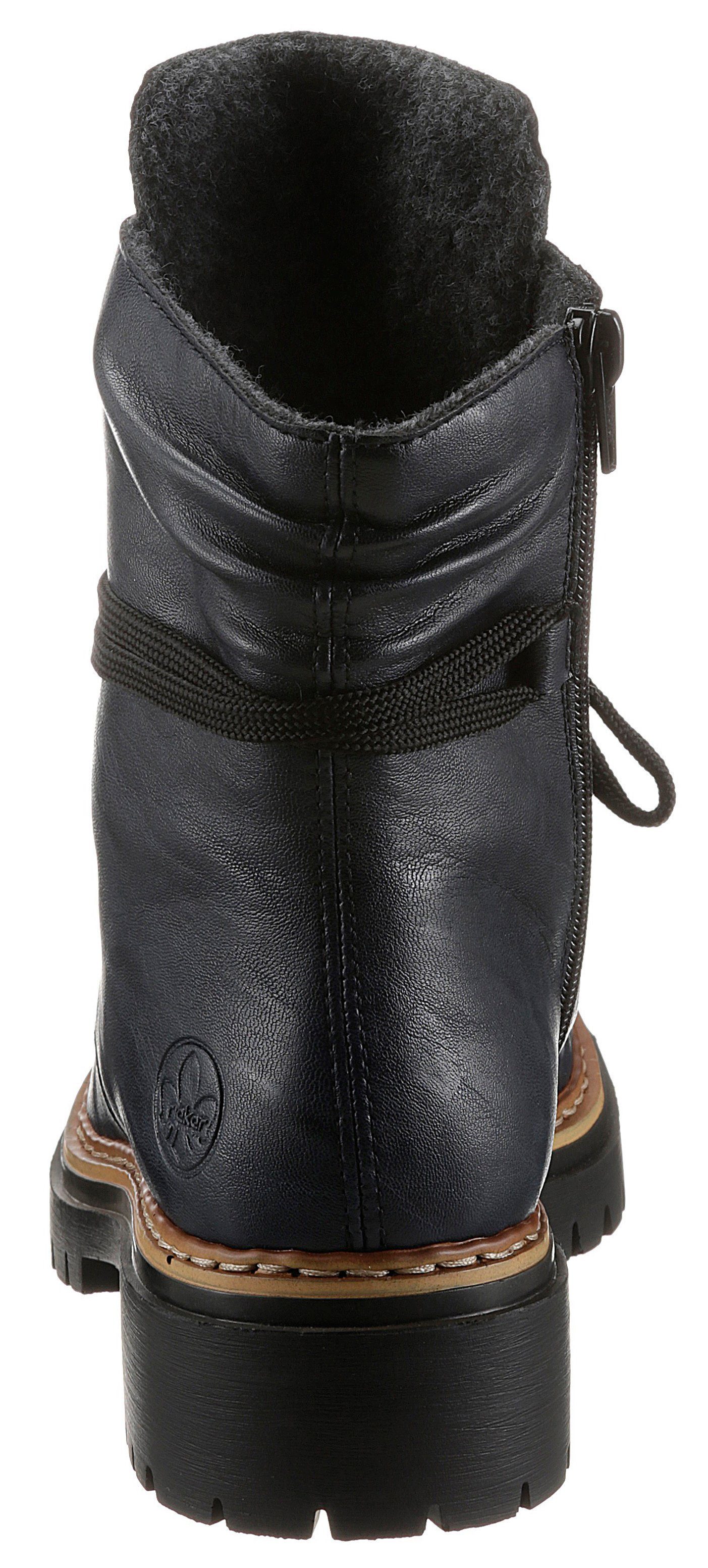 Rieker Hoge veterschoenen , enkellaarsjes, profielzool, blokhak, met casual vetersluiting
