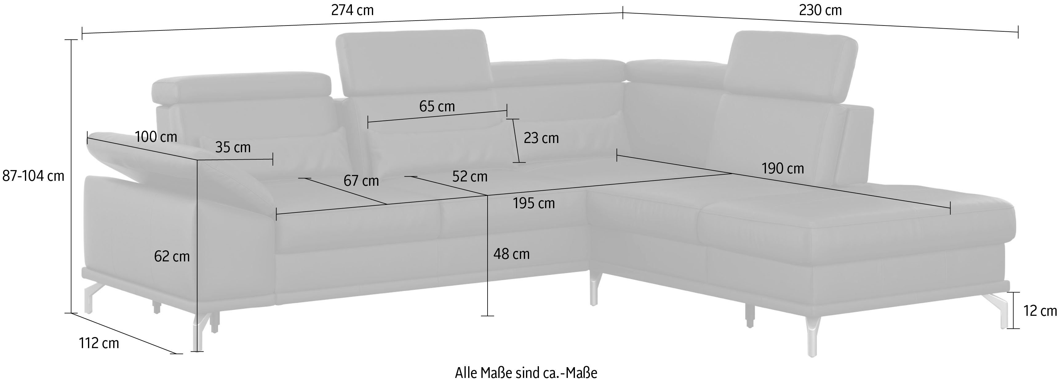 sit&more Hoekbank Cabrio L-vorm, met zitdiepteverstelling, arm- en hoofdsteunverstelling