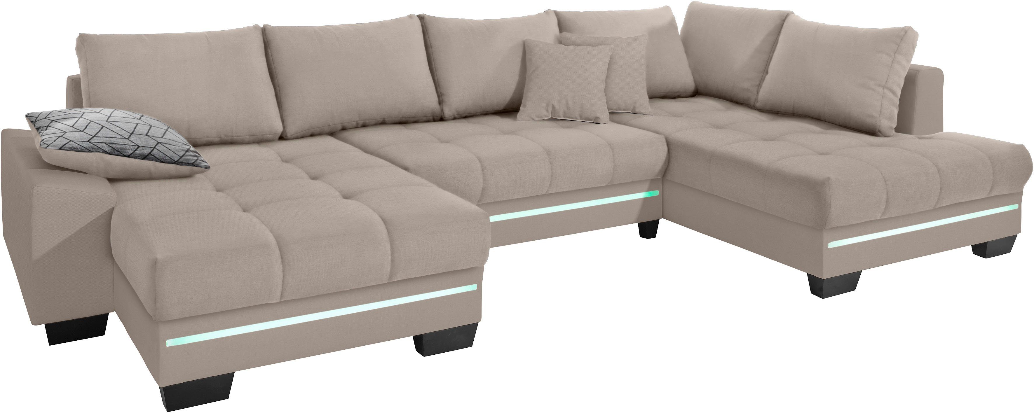 Mr. Couch Zithoek Nikita 2 Naar keuze met koudschuim (140 kg belasting/zitting), met RGB-ledverlichting, bluetooth-geluidssysteem en slaapfunctie