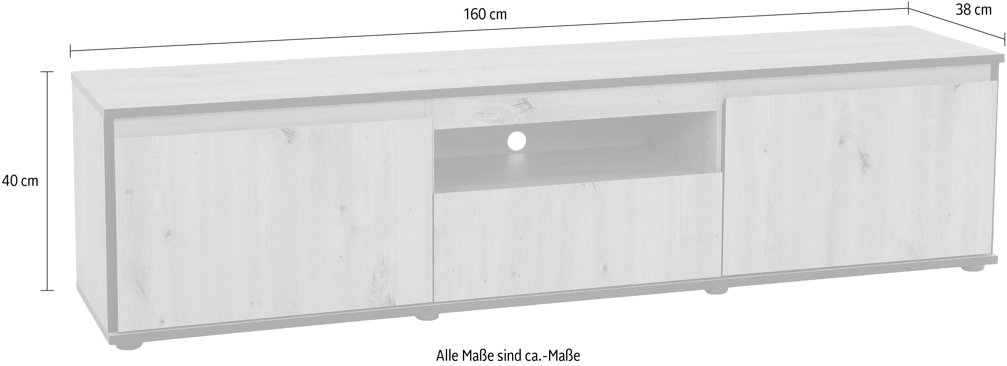 HELA Tv-meubel Ariana met schuinverwerkte verzonken grepen, breedte 160 cm