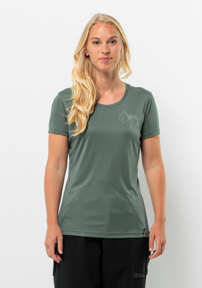 Jack Wolfskin Peak Graphic T-Shirt Women Functioneel shirt Dames XL hedge green hedge green