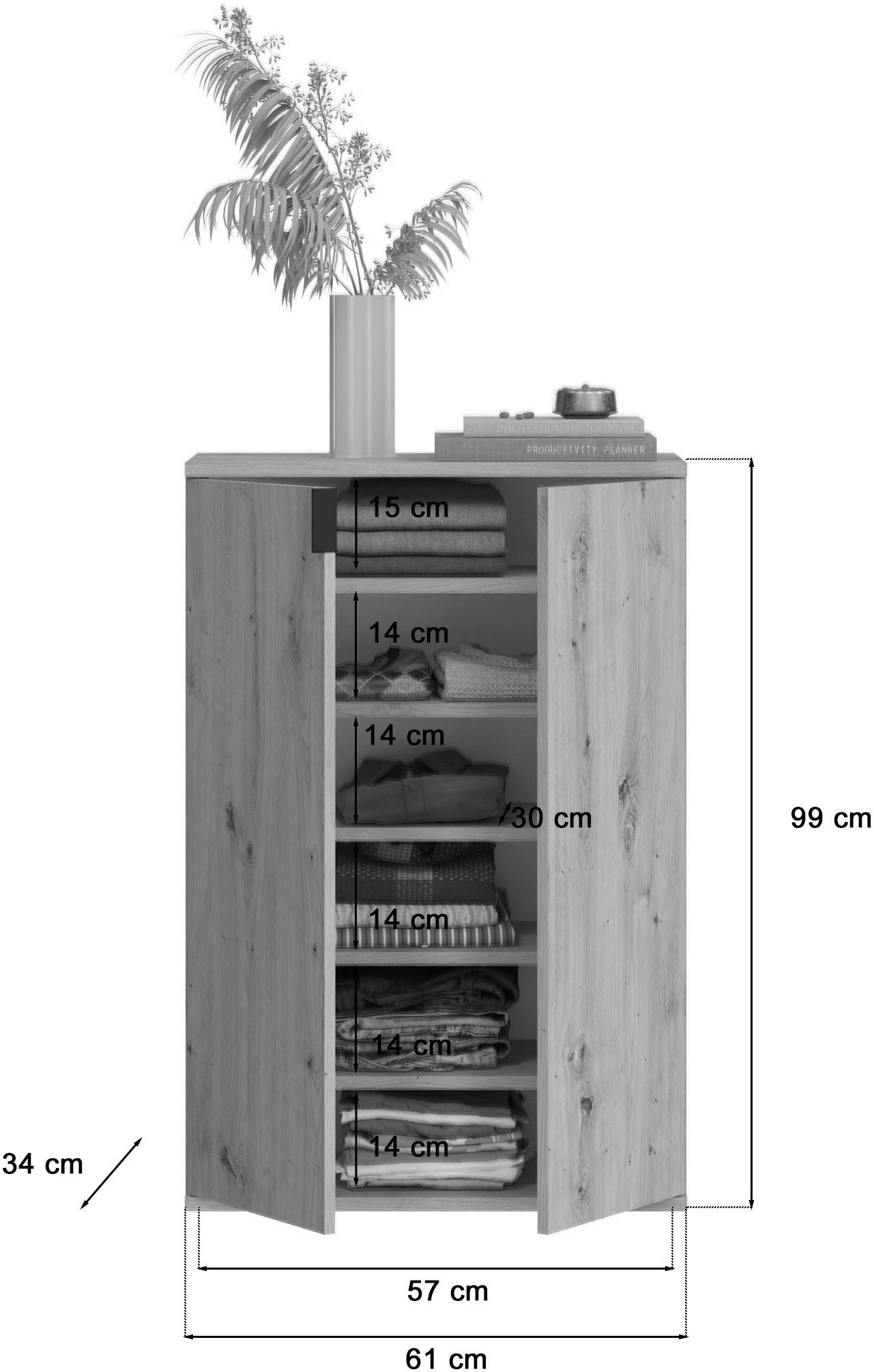 INOSIGN Halmeubelset Trondheim, Breedte 183 cm, bestaande uit 3 Kommoden, 6 Deuren, 18 Vakken (set, 3-delig)