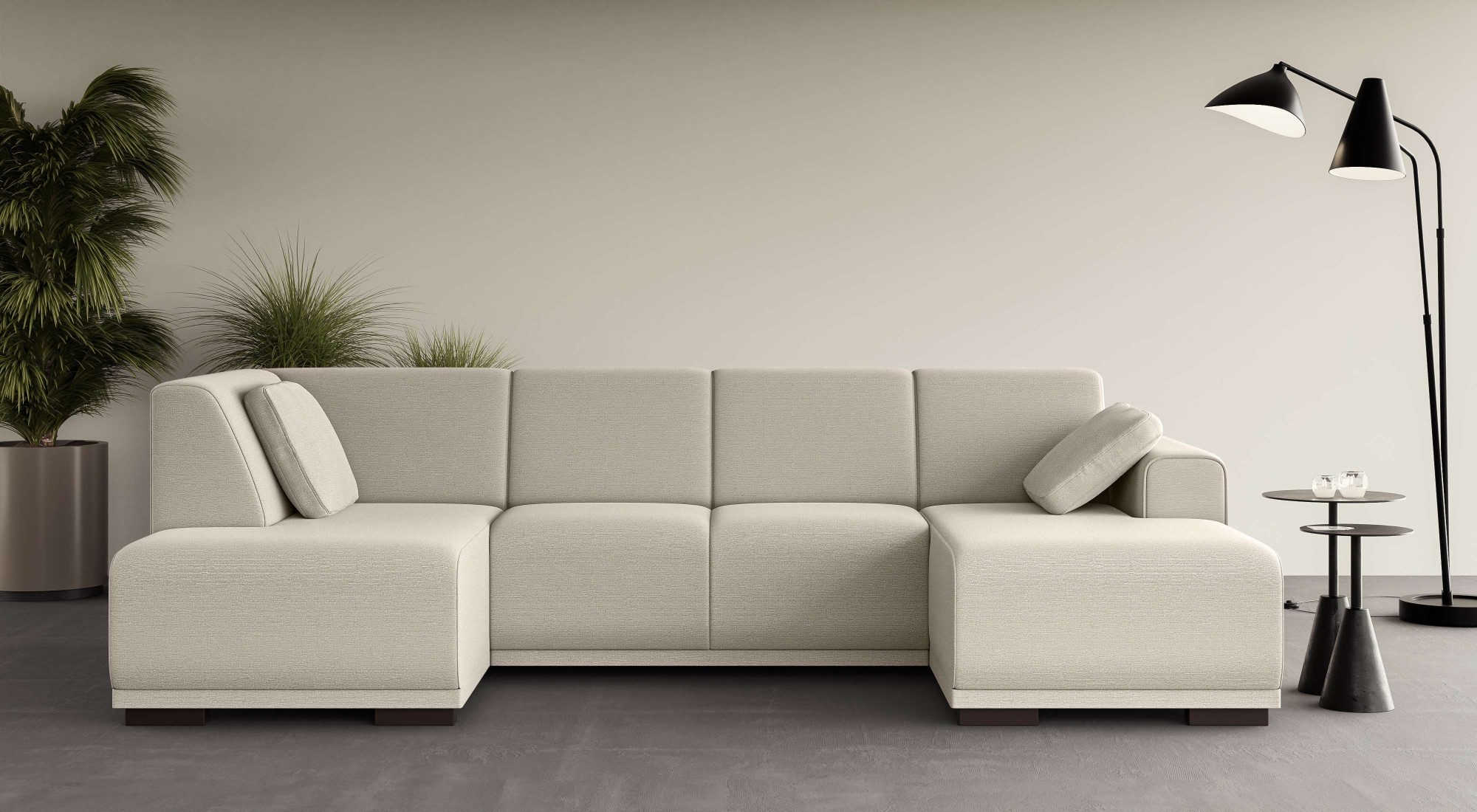 Home affaire Zithoek BORNHOLM U-vorm met chaise longue rechts/links, B/D/H: 300/162/85 cm U-vorm met golvende ondervering, chaise longue rechts of links bestelbaar