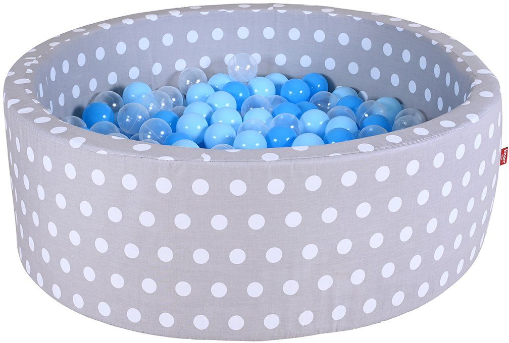 Knorrtoys® Ballenbak Soft, Grey white dots met 300 ballen soft blue/blue/transparent, made in europe