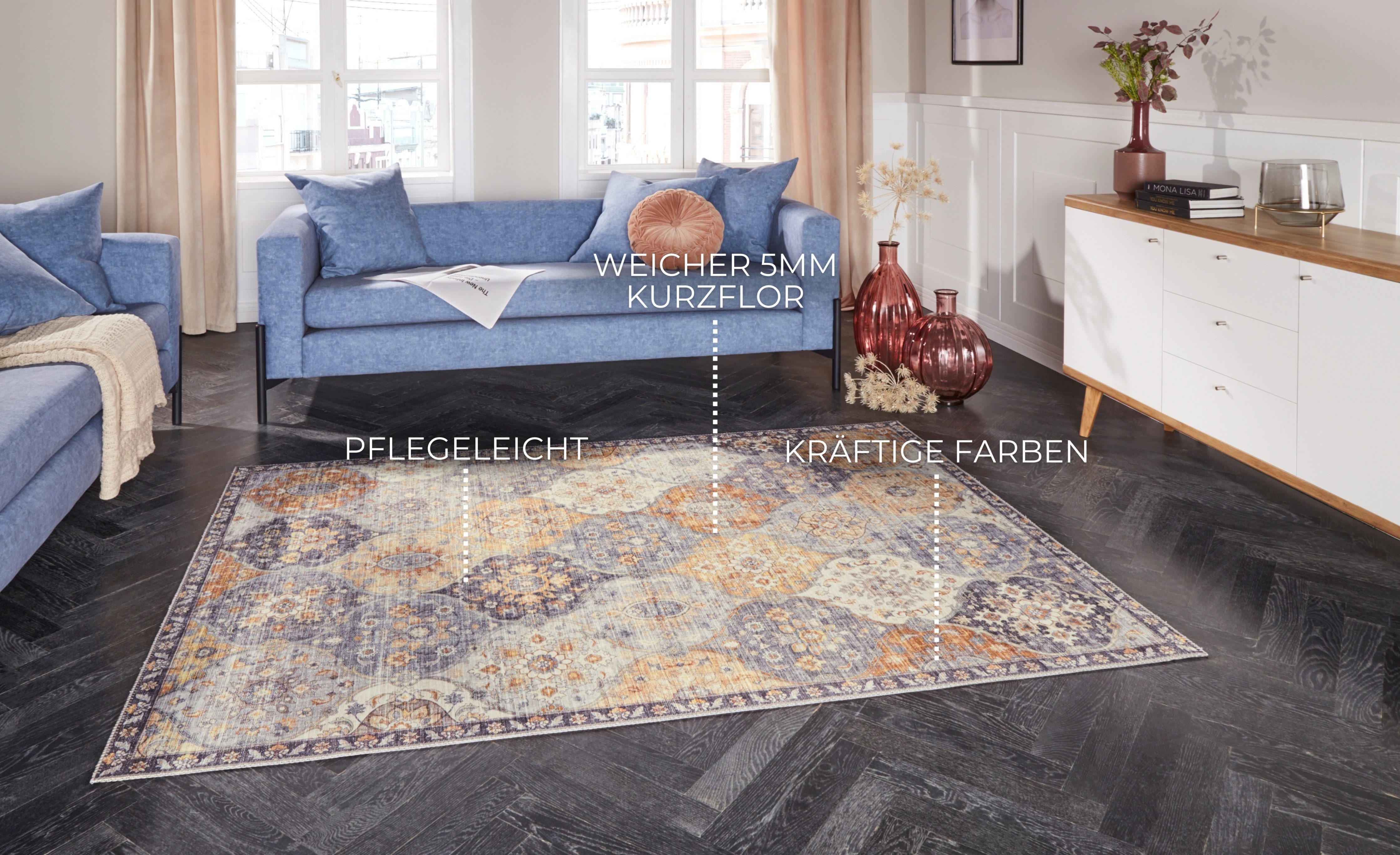ELLE DECORATION Vloerkleed Kasjmier Ghom Oosters, loper, kortpolig, vintage, woonkamer, slaapkamer